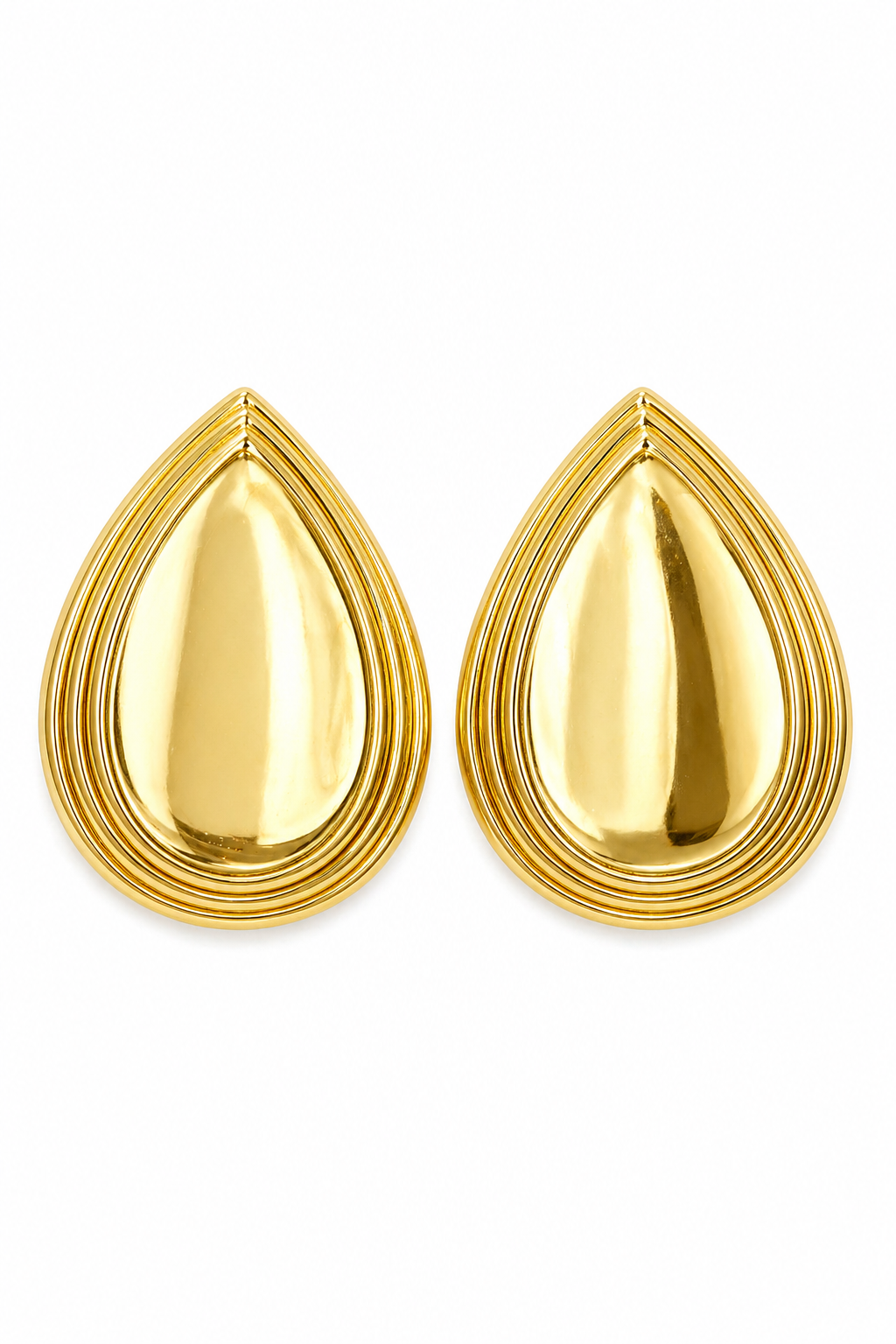 Vintage Oversized Gold-Tone Teardrop Statement Stud Earrings