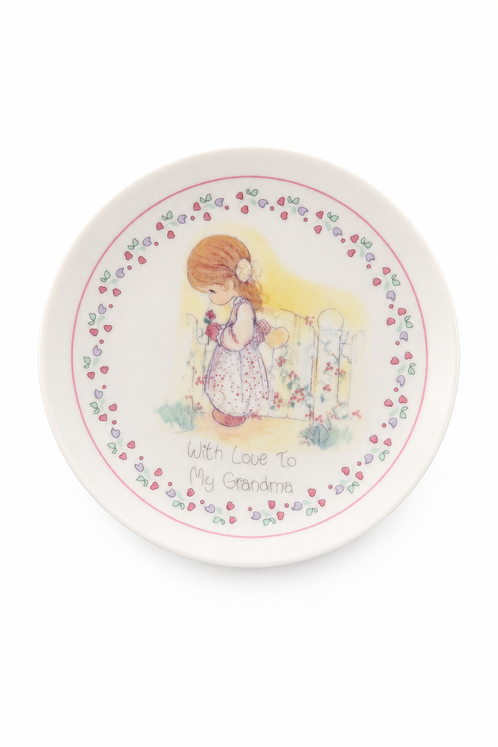 1990s Precious Moments “With Love to Grandma” Mini Collector Plate | Vintage Grandma Gift | 4” Display Plate
