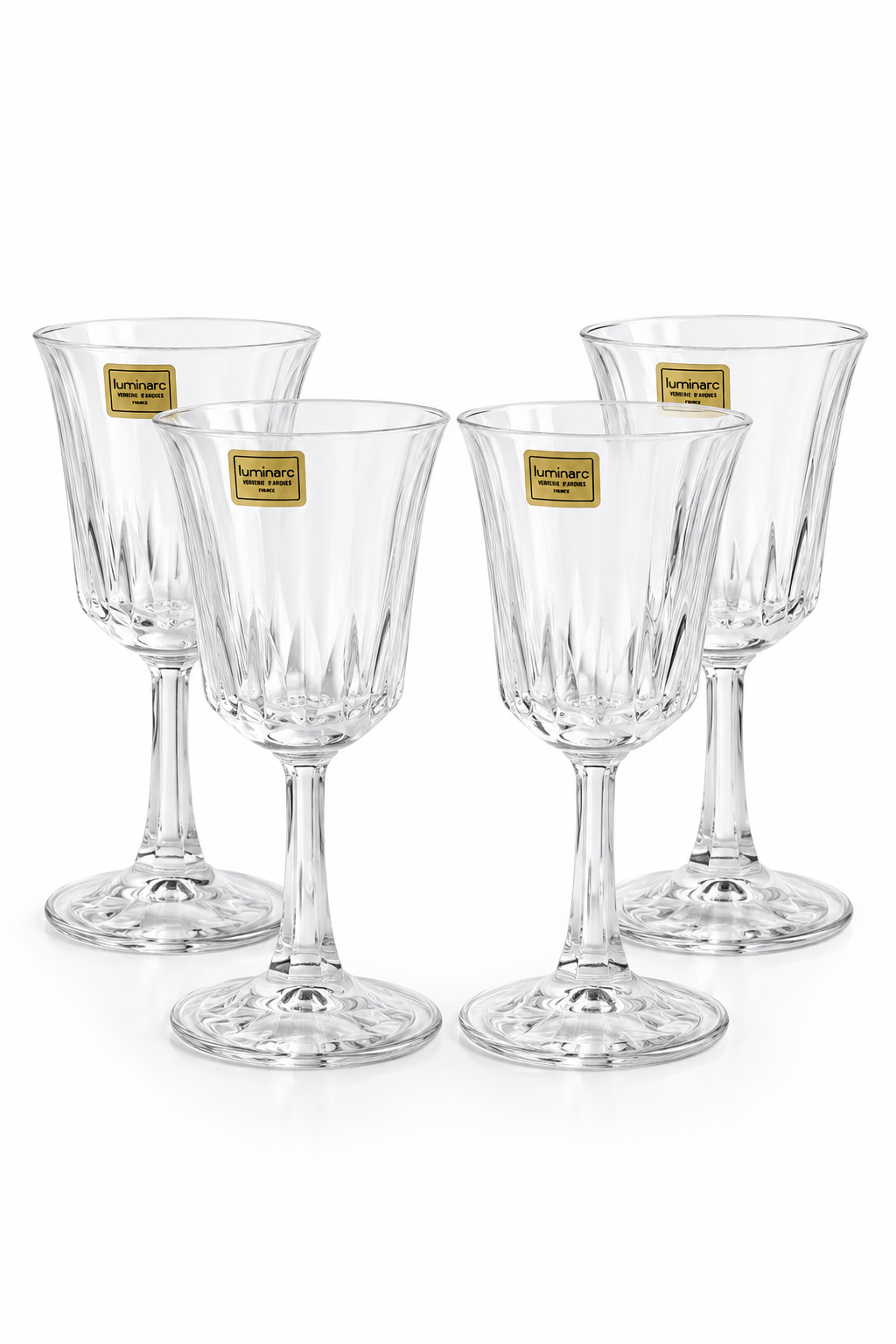 Vintage 1970s Luminarc France “Regency” Crystal Wine Glasses – Set of 4