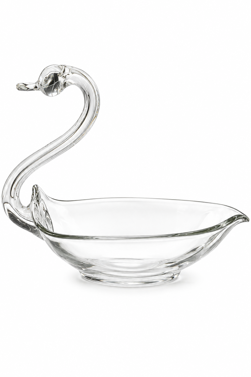 LARGE Vintage 1943–1955 Duncan & Miller Glass Swan Dish | Mid-Century Post-War Era Crystal Swan Centerpiece