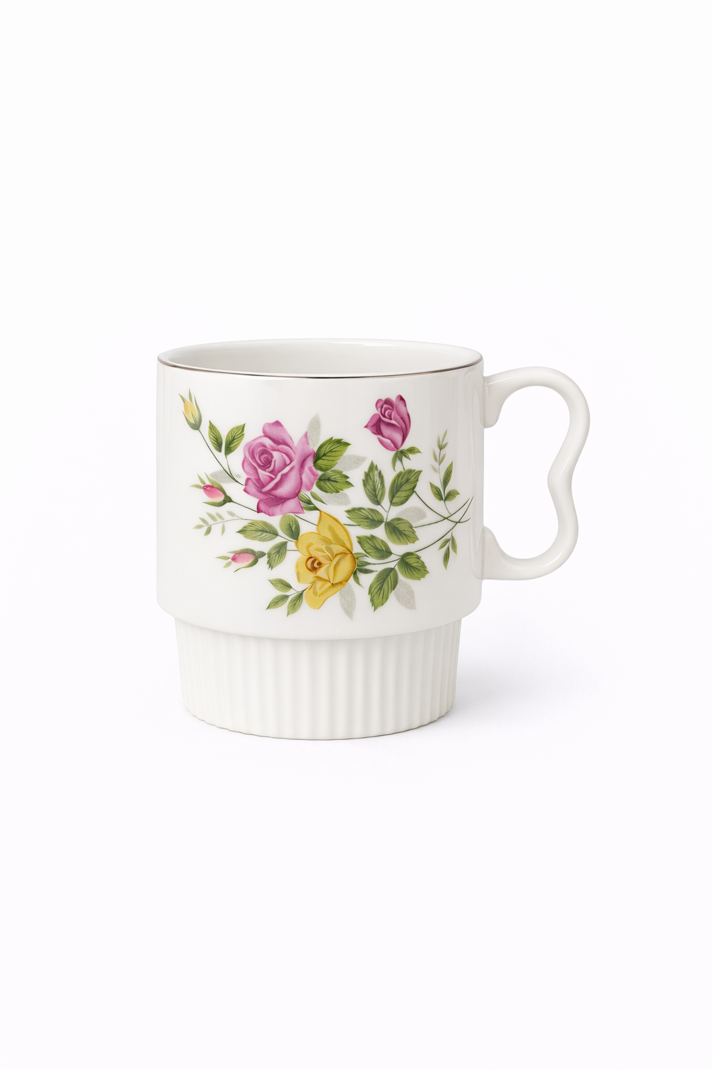 Vintage Floral Fine China Mug Set | Made in Japan (Set of 2)