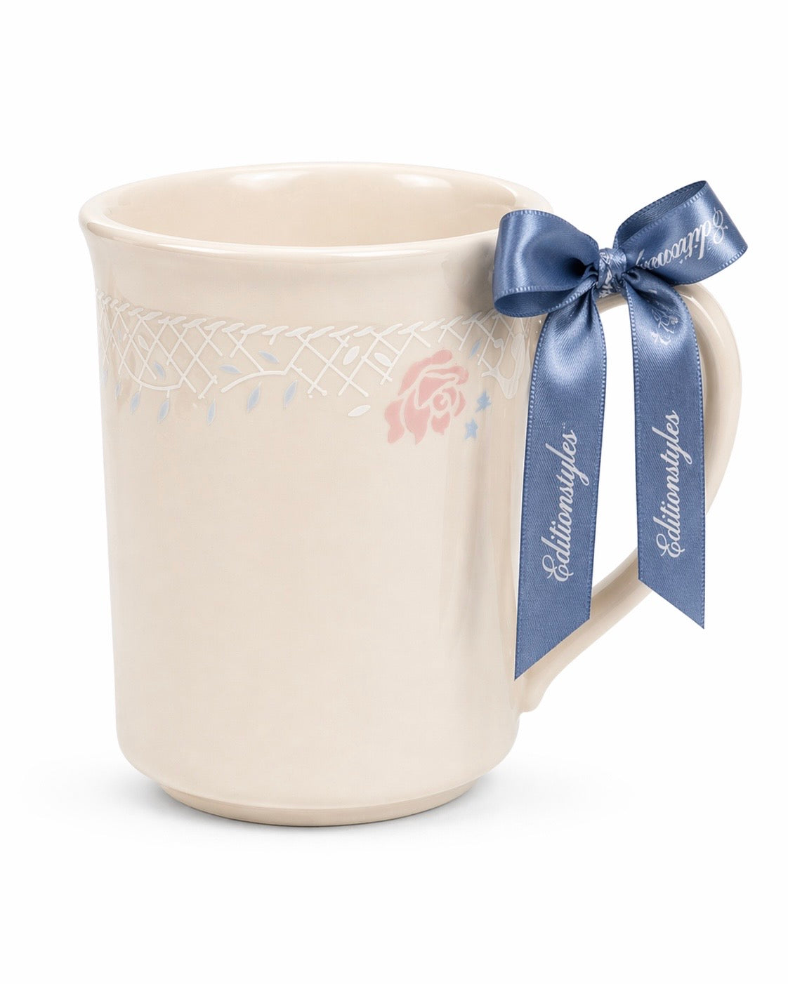 Vintage 1980s Cottagecore Floral Lace Trim Mugs | Shabby Chic Ceramic Coffee Cups | Sold Individually
