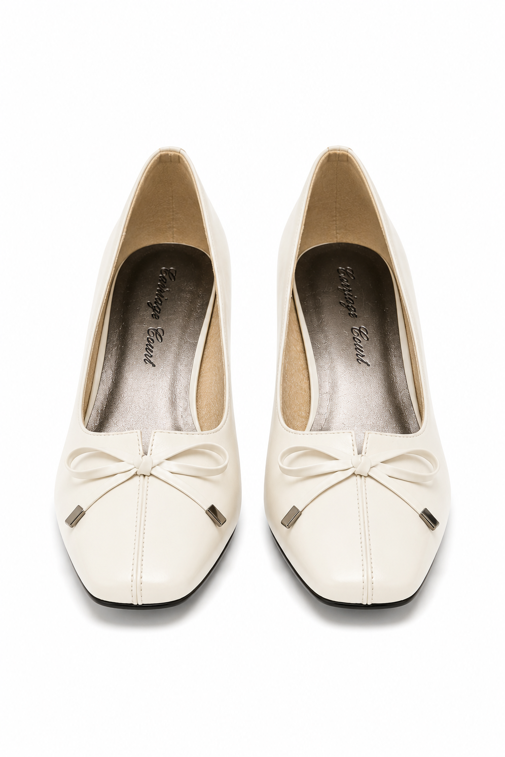 Vintage Carriage Court Ivory Bow Heels | Feminine Vintage Pumps | Cottagecore Bridal Shoes | Size 7