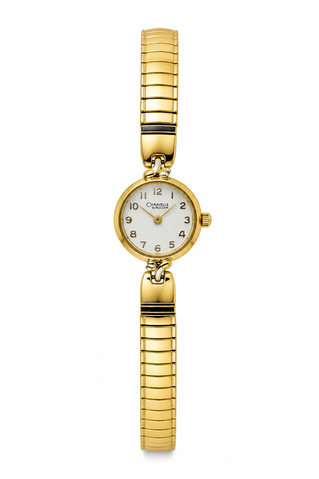 Vintage Caravelle by Bulova Ladies Gold-Tone Cocktail Dress Watch Flex Bracelet J3