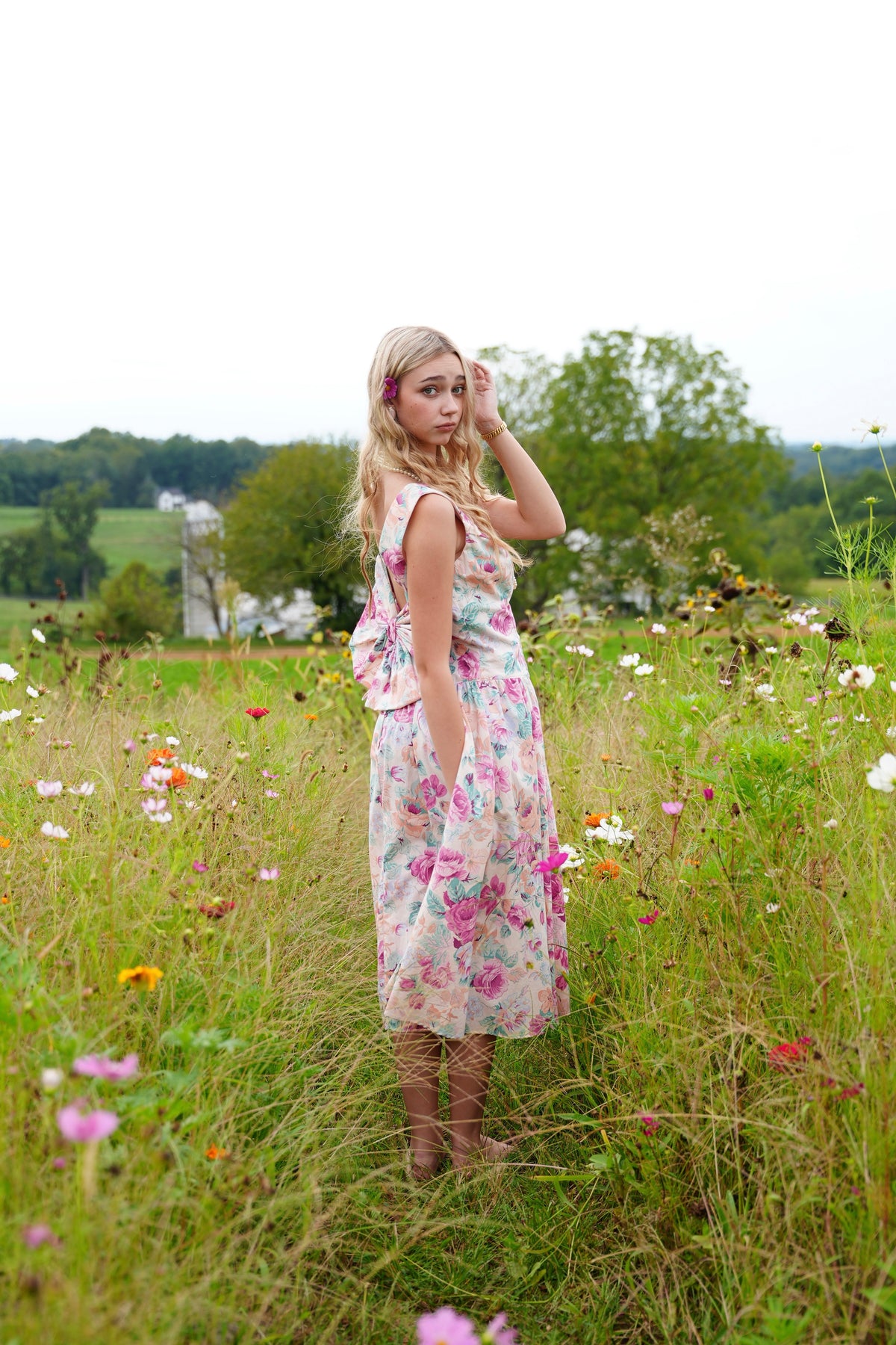 California Garden Party | Vintage All That Jazz Floral Bow Dress (Made in USA, Small)