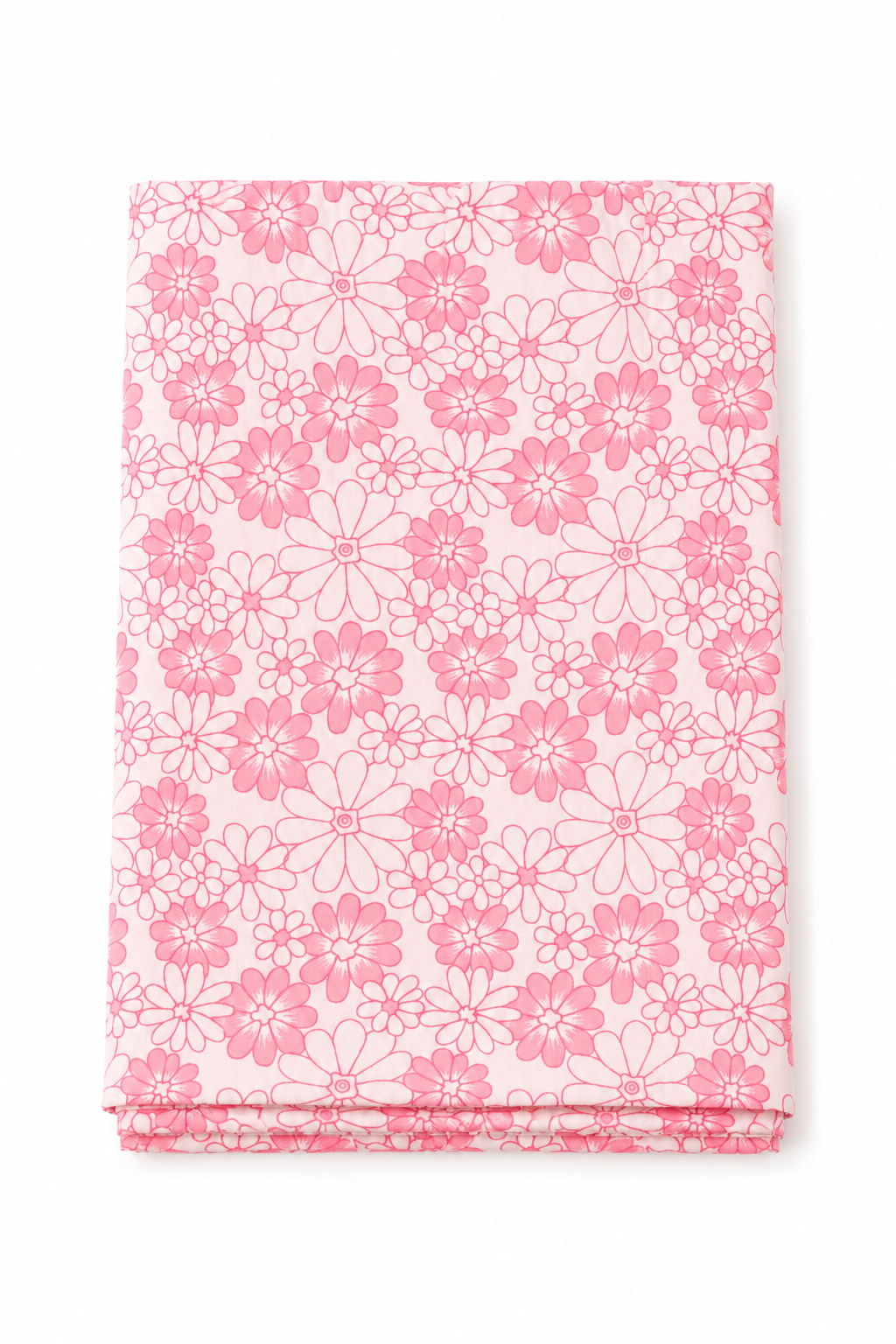 Vintage 1960s–1970s Pink Floral Tablecloth | Mod Daisy Square Tablecloth | Standard Table Plus Home