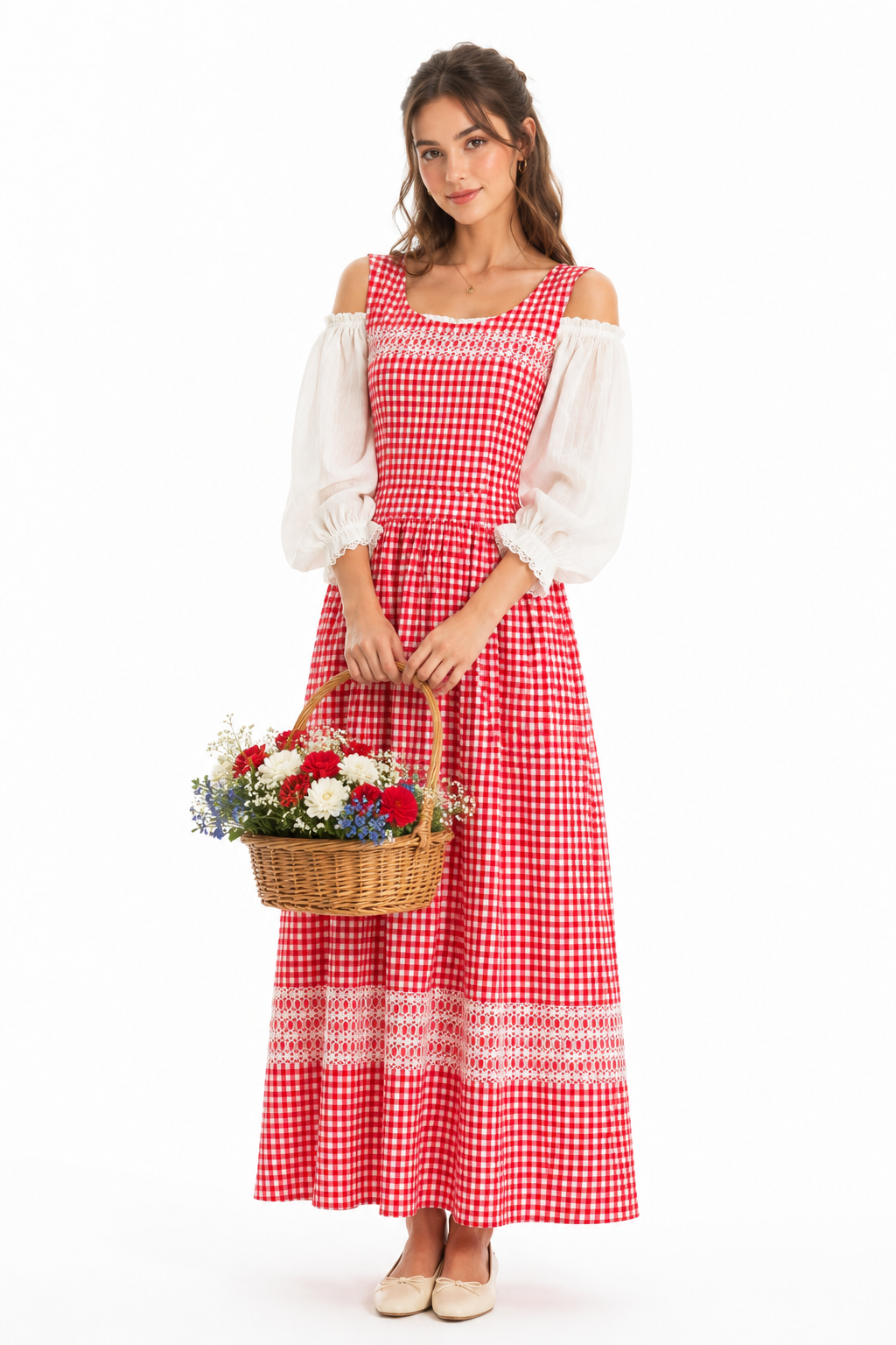 cottagecore dress png Vintage Red Gingham Apron Maxi Florsheim Men's Flair Steel upload-20210402 Cottagecore classic Size Dress Length Bust Color:Ivory Shantung