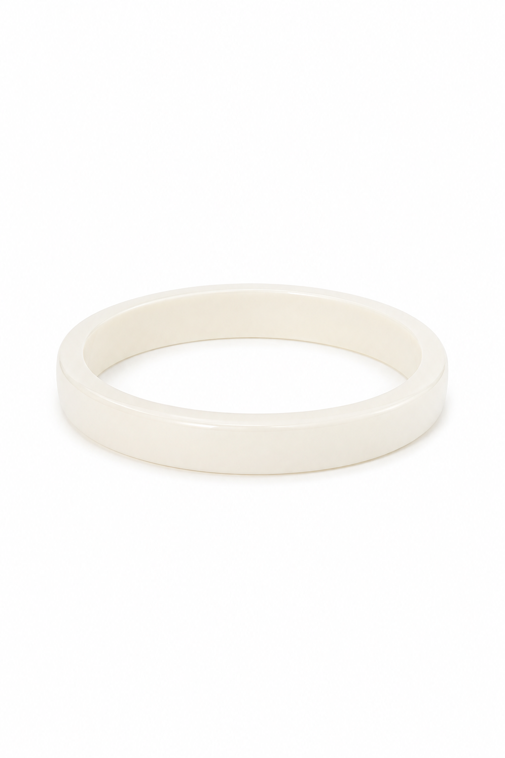 Vintage Ivory Domed Plastic Bangle Bracelet – Minimalist Retro Stackable Jewelry