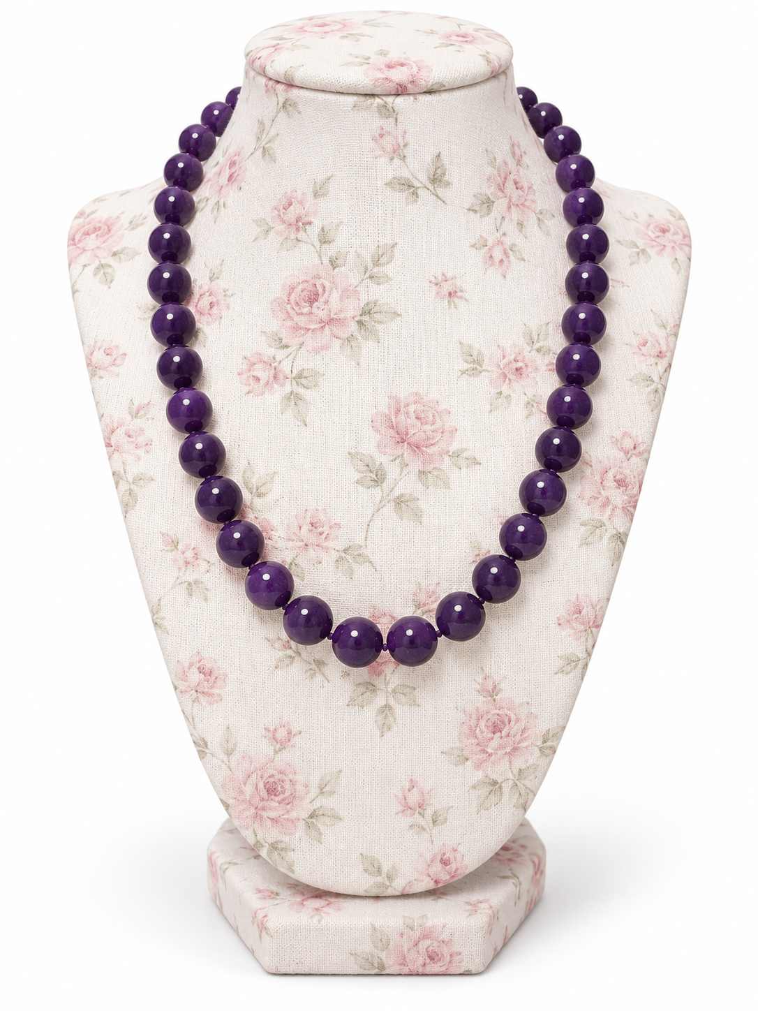 Vintage 1970s–1980s Deep Purple Beaded Hand-Knotted Statement Necklace – 19”