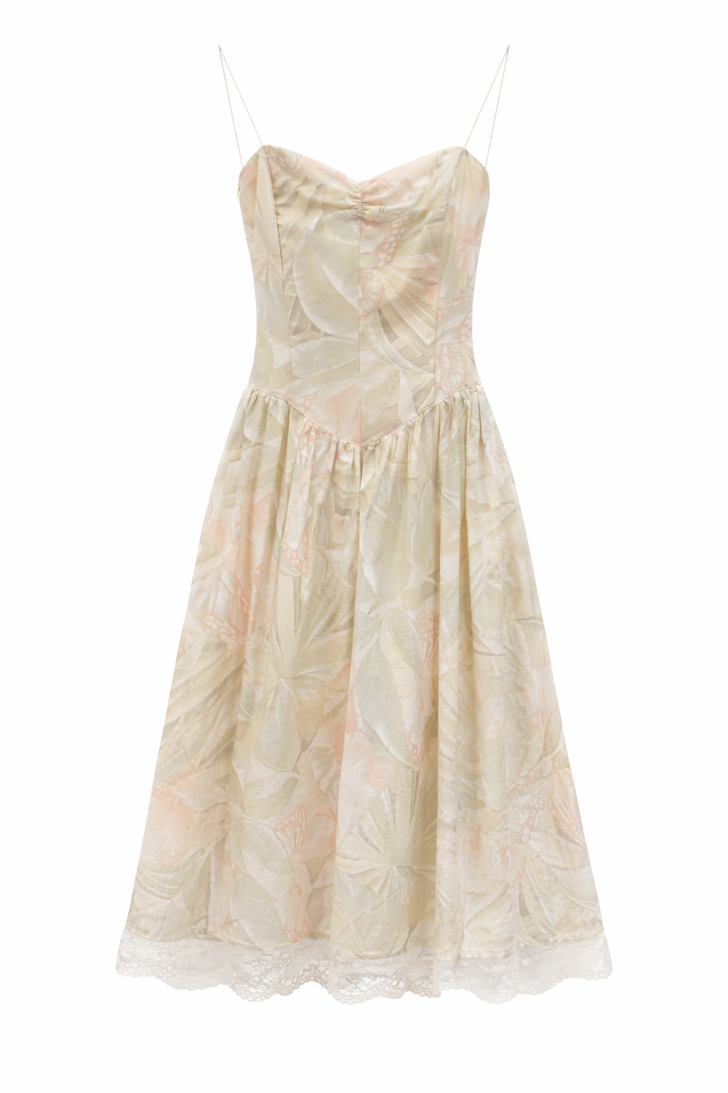 Vintage “Tropical Garden” Spaghetti Strap Dress by All That Jazz - Lace Hem Sundress | Size 7