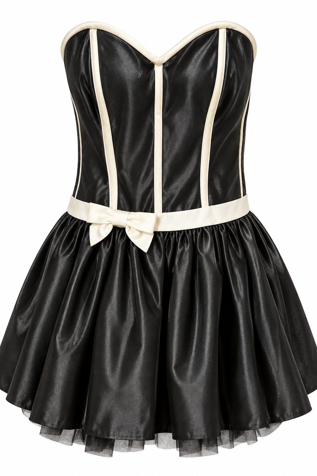 Vintage Jessica McClintock for Gunne Sax Black & Ivory Strapless Mini Party Dress | Made in USA – Size 1