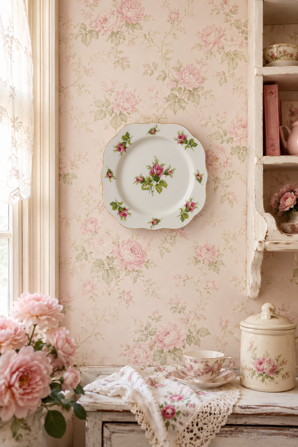 Antique Morimura Brothers Nippon Pink Rose Square Plate | Hand-Painted Porcelain | 1920s–1930s | 8” x 8”