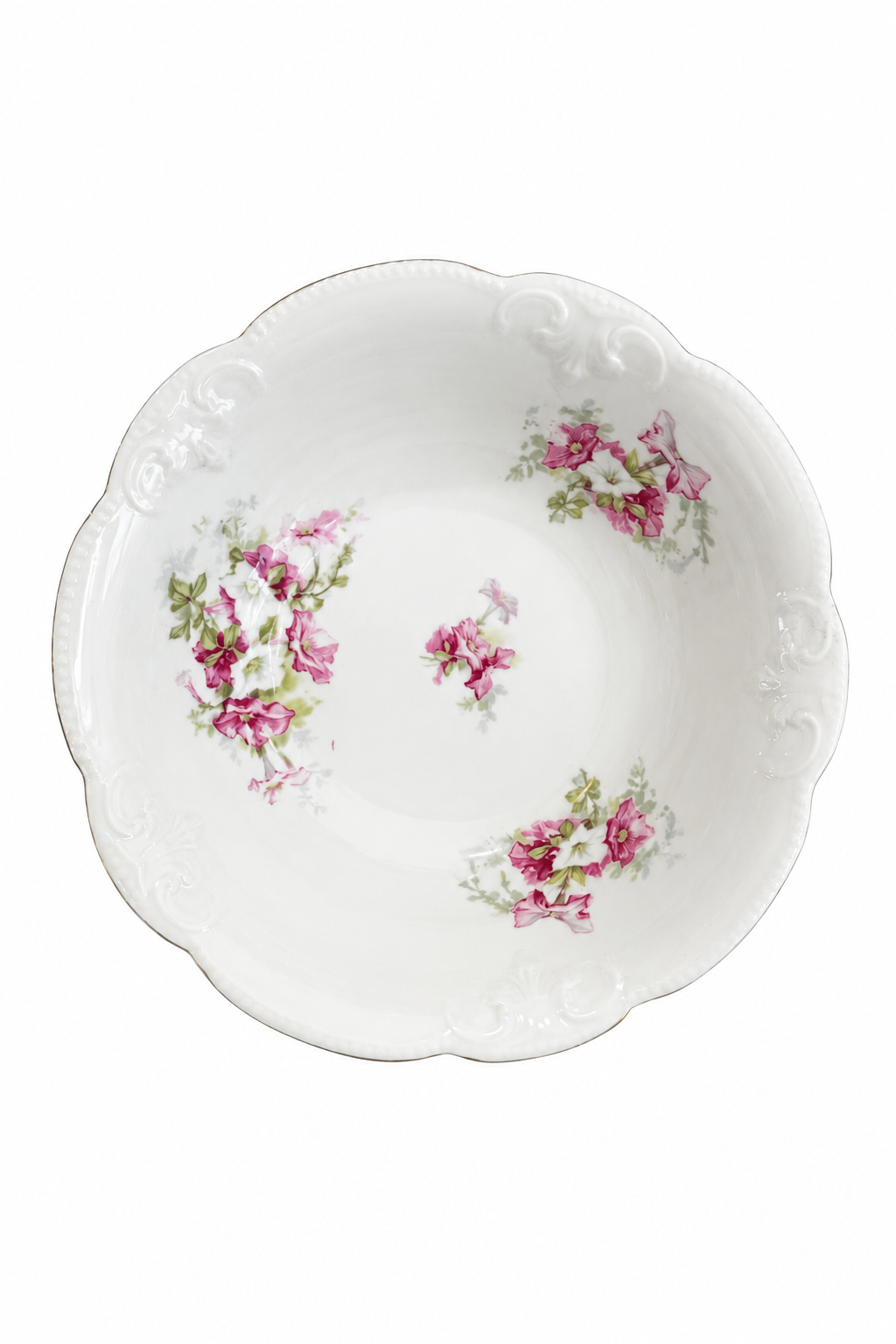 Antique Pink Floral Serving Bowl | Romantic Cottagecore Porcelain Bowl