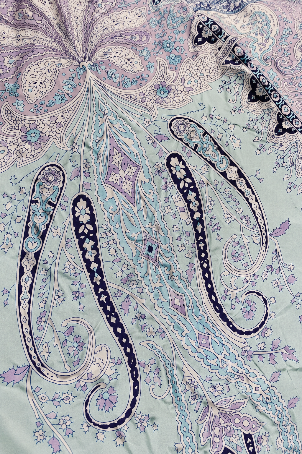 Pastel Purple Blue Paisley Square Neck Scarf Soft Lightweight Hair Scarf Wrap