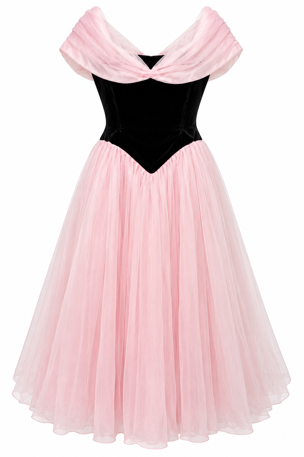 Vintage Union Made USA Black & White Tulle Full-Skirt Formal Evening Gown – Plus Size