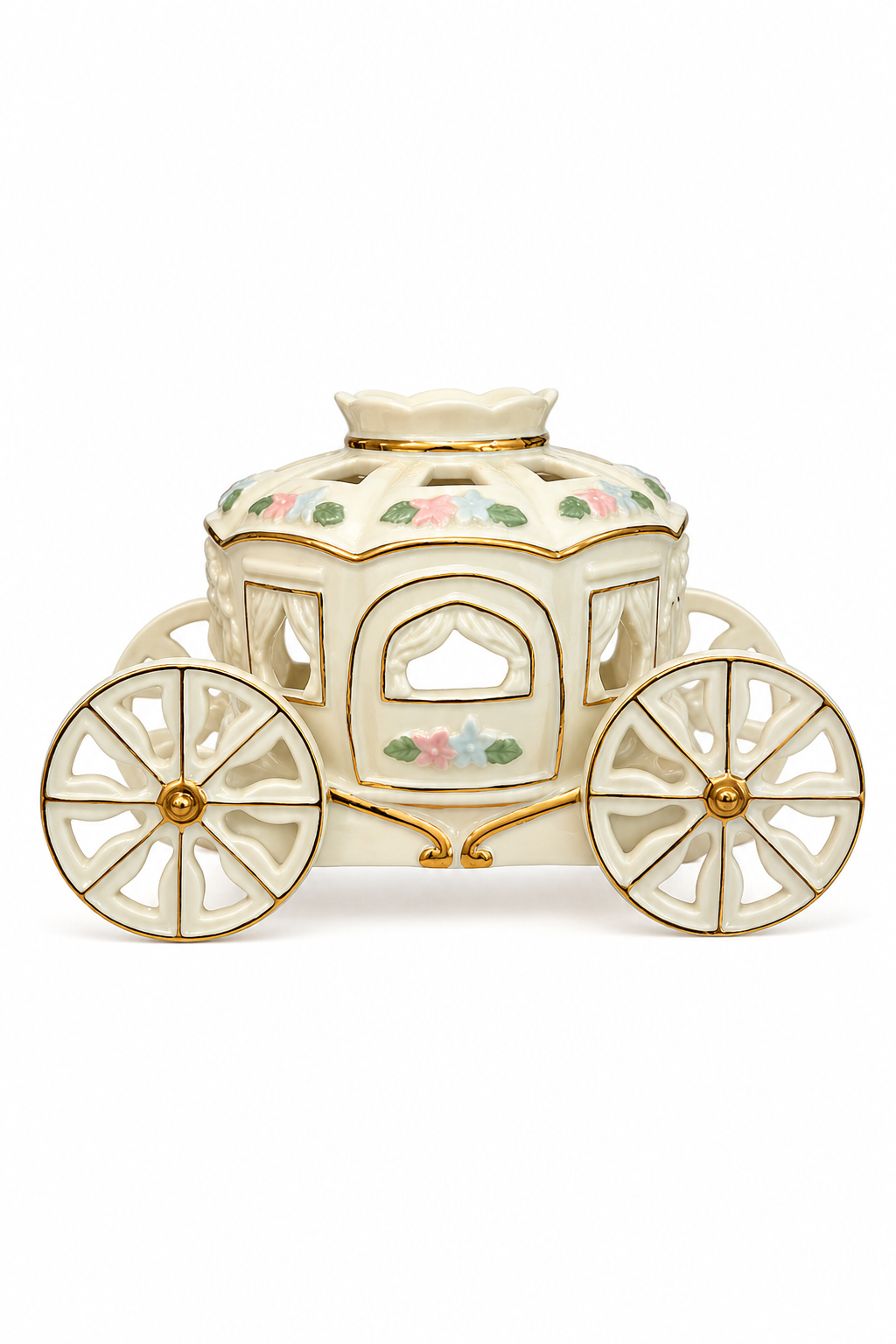 Vintage 1990s Mikasa Wedding Bells Cinderella Carriage Candle Holder