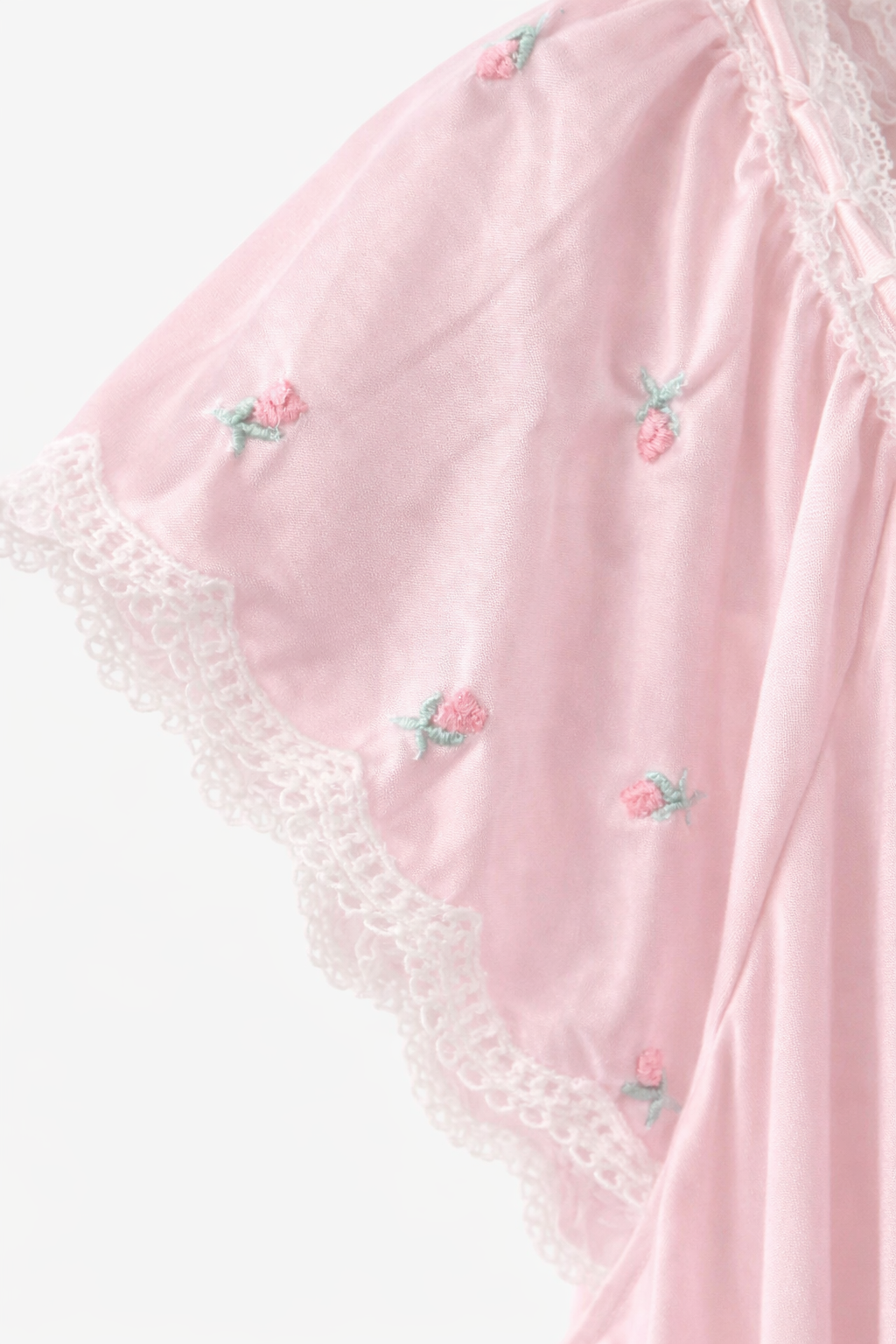 Blushing Rosebud | Vintage Pink Embroidered Nightgown (Made in USA)