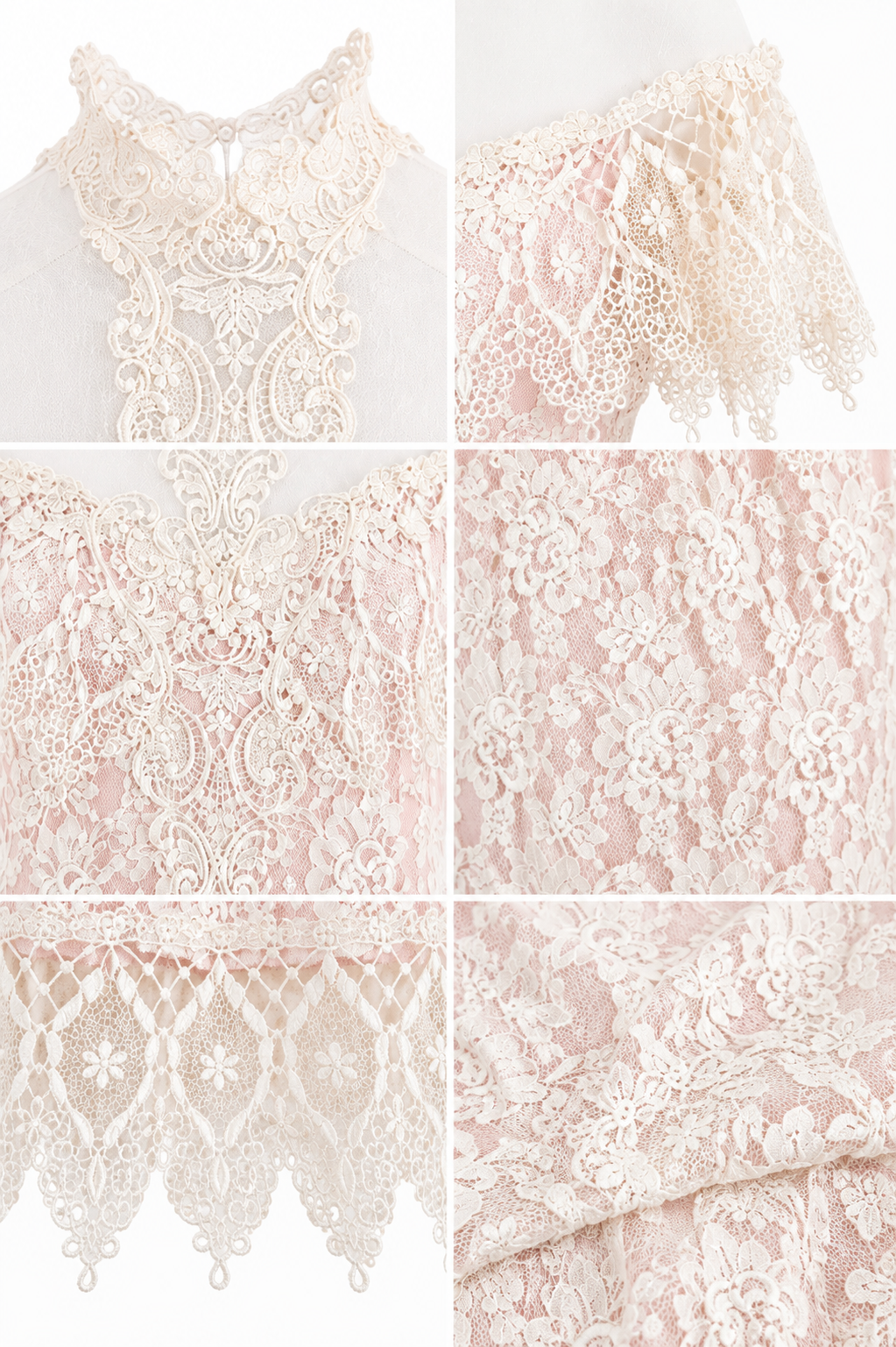 Vintage Loralie Original Blush Pink Lace Off-Shoulder Maxi Dress Size 8