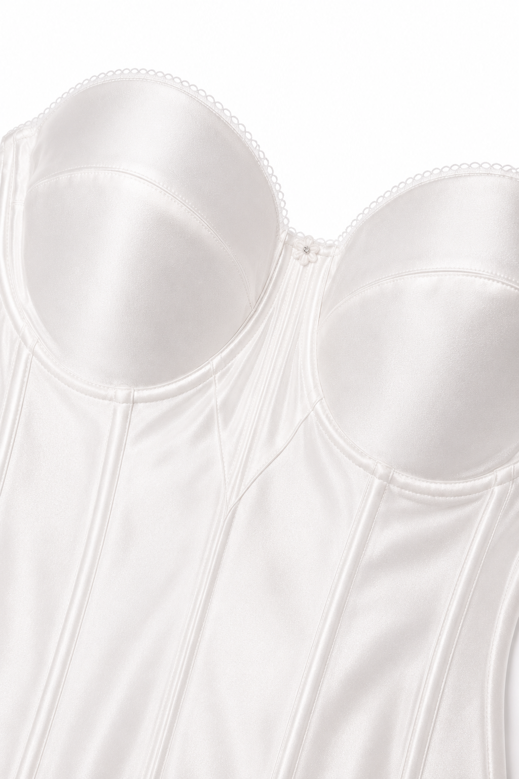 White Satin Bridal Bustier Corset | Size 38DD/E | Longline Strapless Bra | Wedding Lingerie