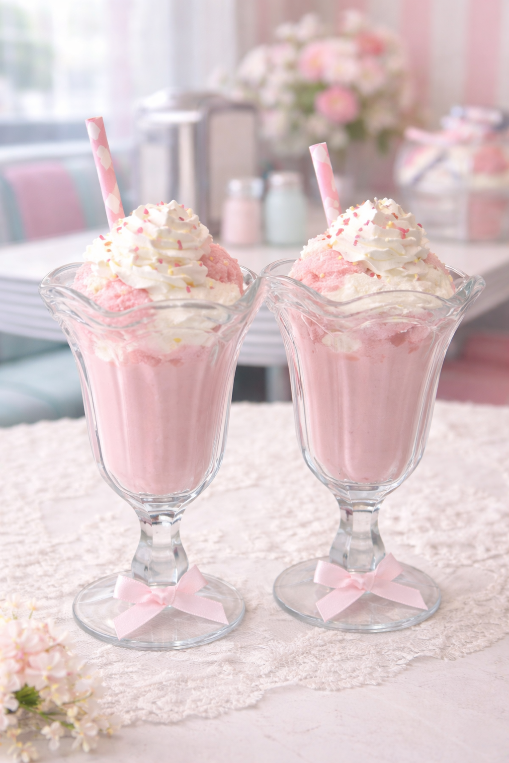 Vintage Scalloped Glass Dessert Goblets – Set of Two | Sundae / Parfait Cups