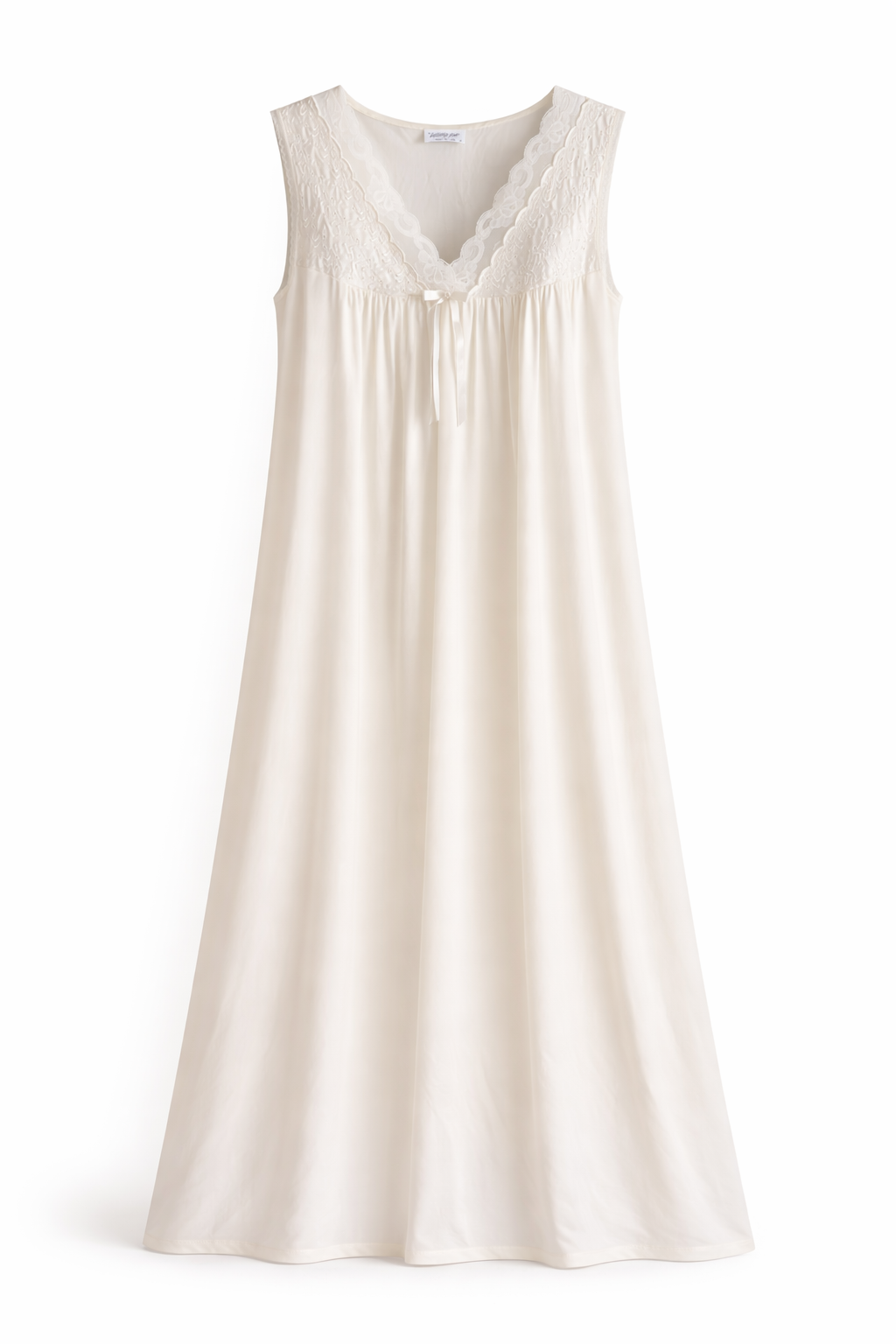 Heirloom Lace Vanity Fair Nightgown, Ivory Full-Length Vintage Slip (L)