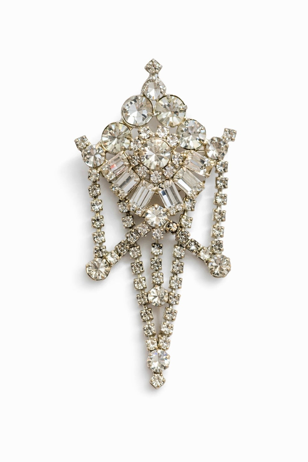 Vintage Rhinestone Statement Brooch | Classic Diamond-Inspired Pin