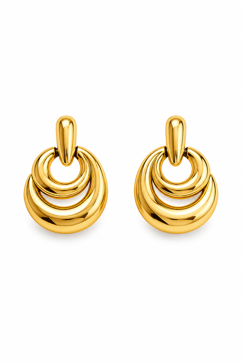 Vintage Gold-Tone Mini Door Knocker Earrings | Petite Swinging Statement Earrings