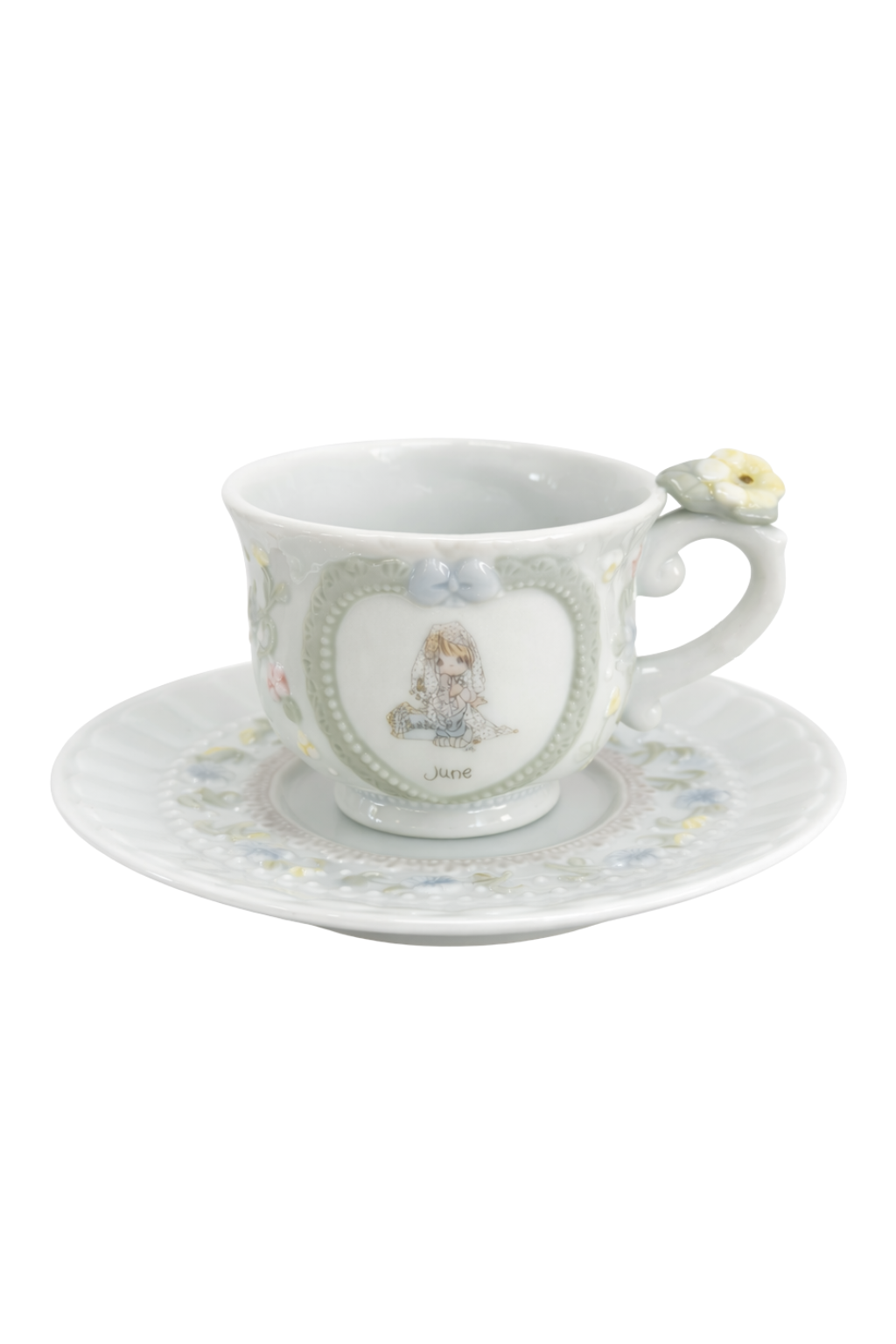 Vintage “June” Birth Month Teacup & Saucer Set | Floral Porcelain Spring Tea Cup