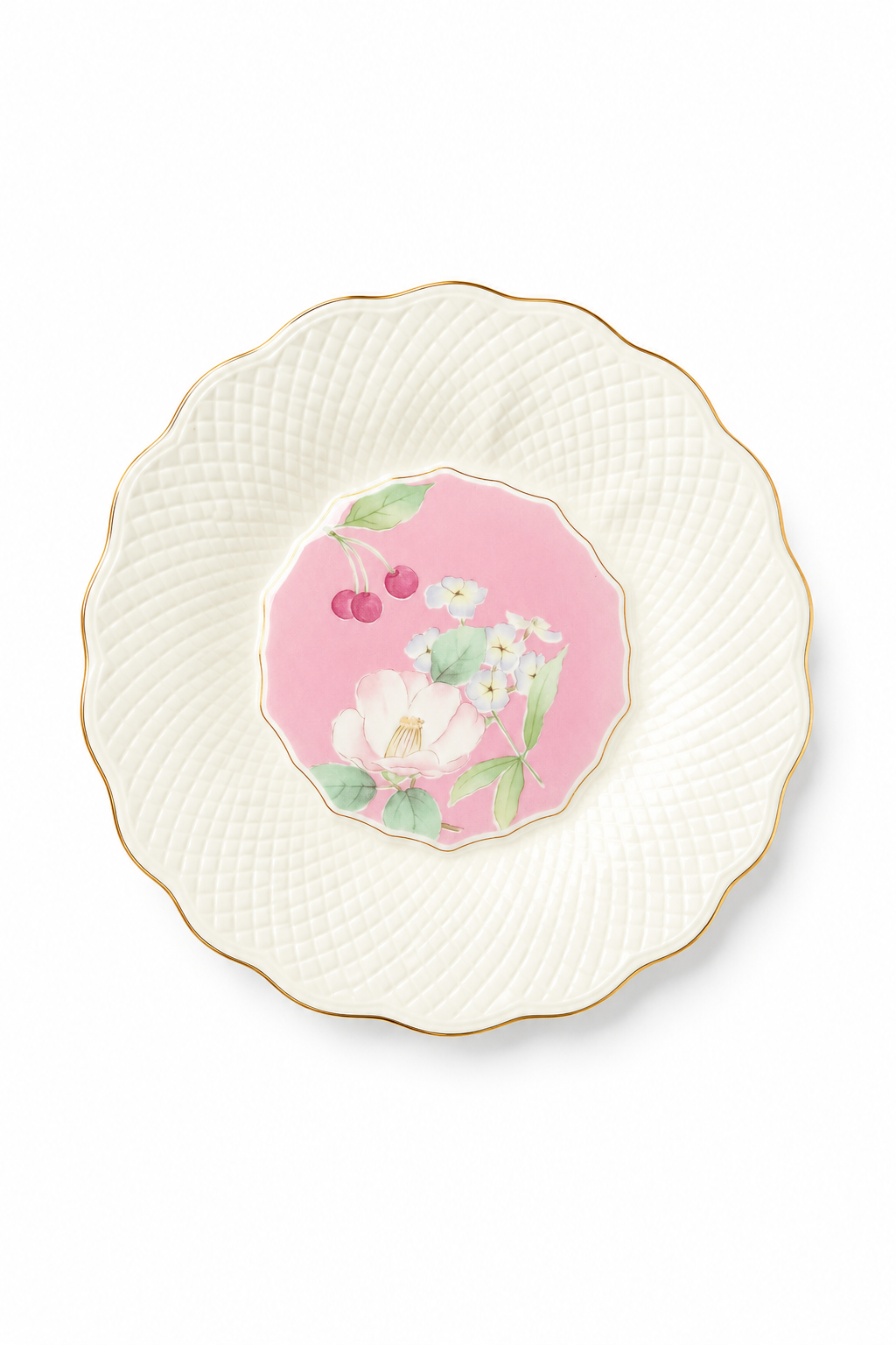 Vintage Mikasa Botanical Pink Ivory Bone China Plate | Made in Japan | Floral Vanity Jewelry Dish | Wall Décor Plate