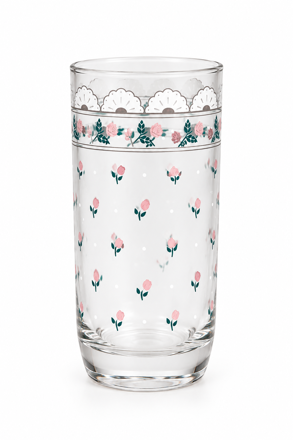 Rare Vintage 1988 CHD Pink Rose Glass Tumblers | Set of 6