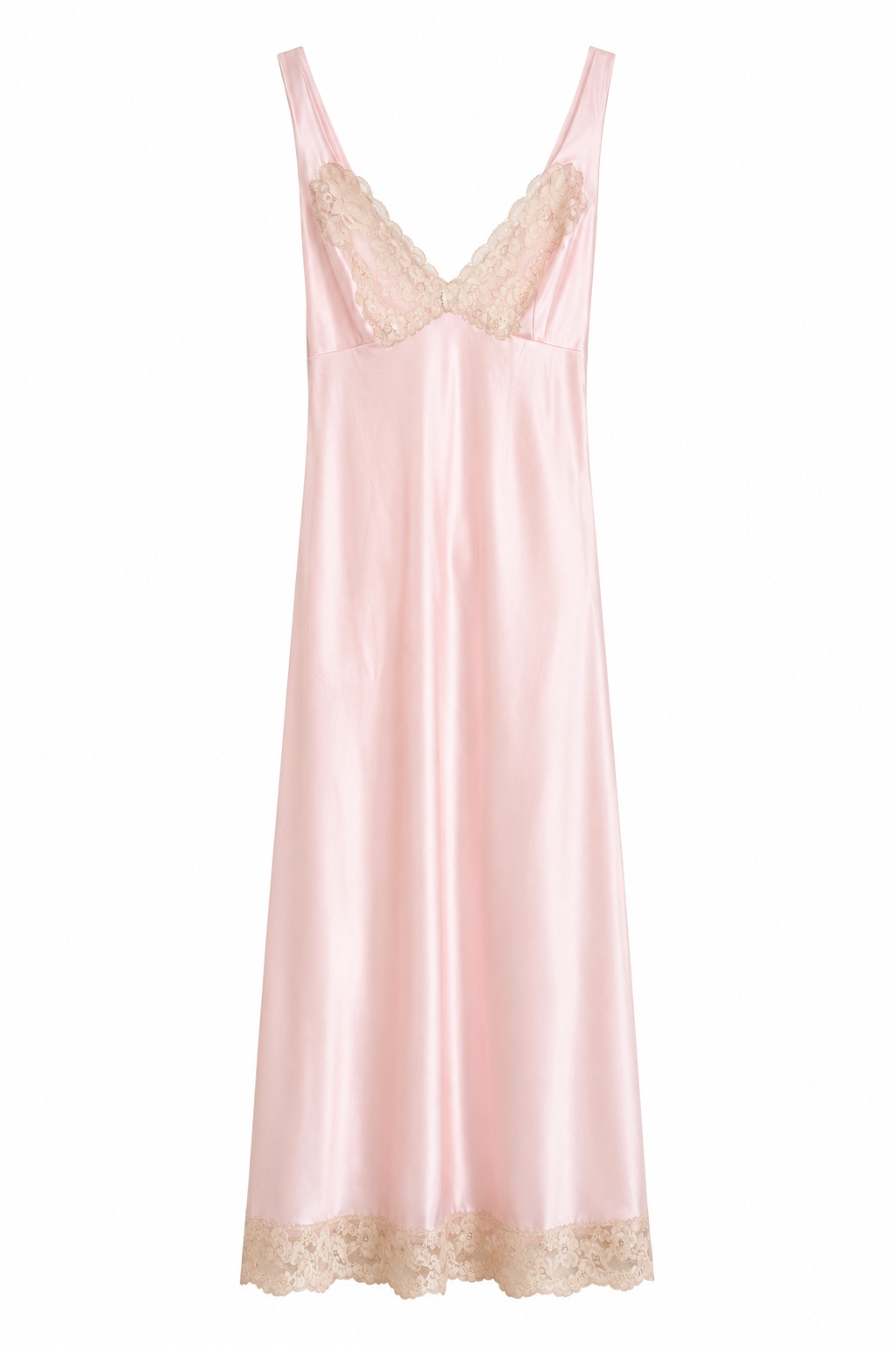 Vintage Vanity Fair Pink Nylon Nightgown – Made in USA | Delicate Lace Trim | Size 32 (XS–Small)