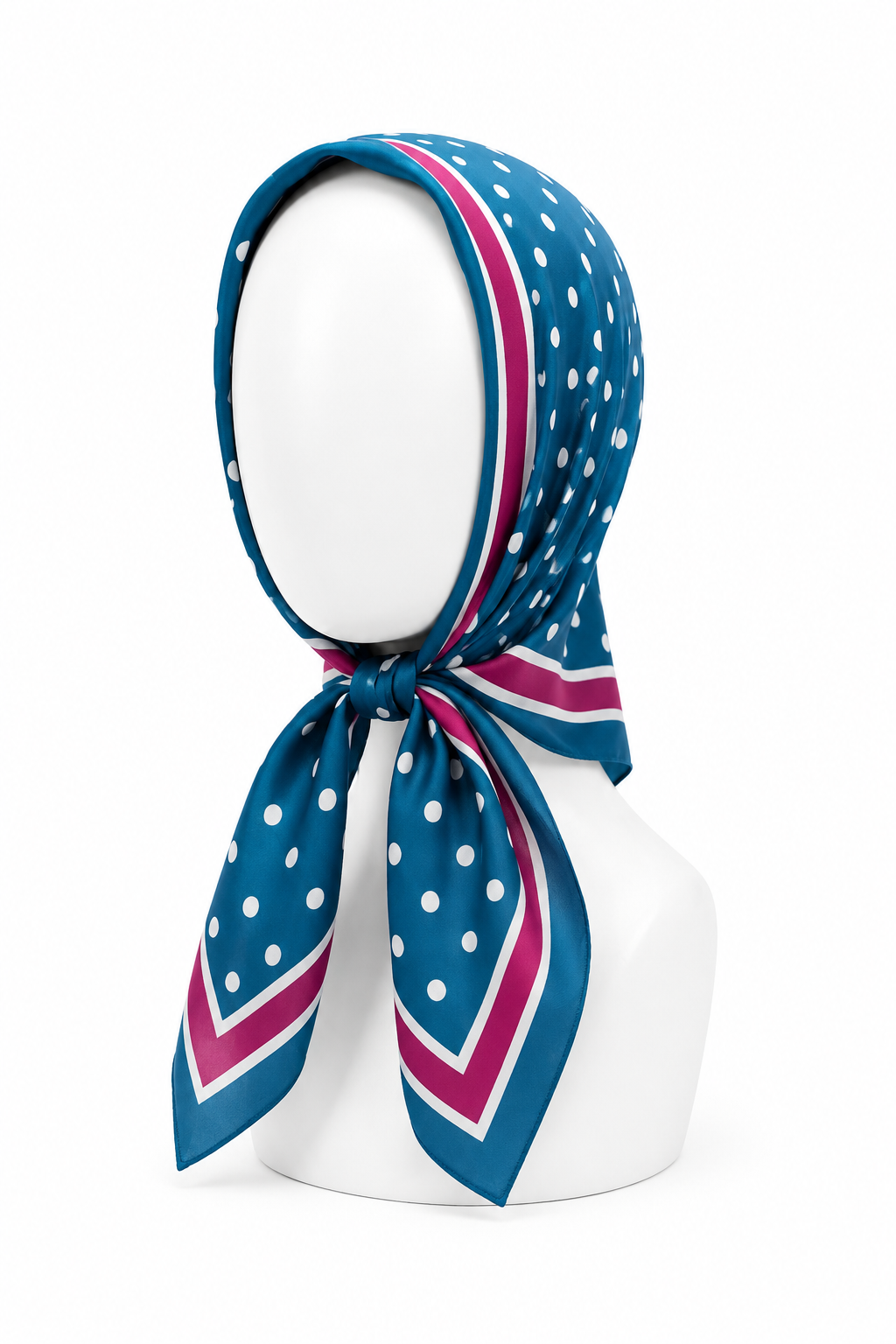 Vintage Blue Polka Dot Scarf | Retro Headscarf | Cottagecore Hair Scarf | Pin-Up Accessory