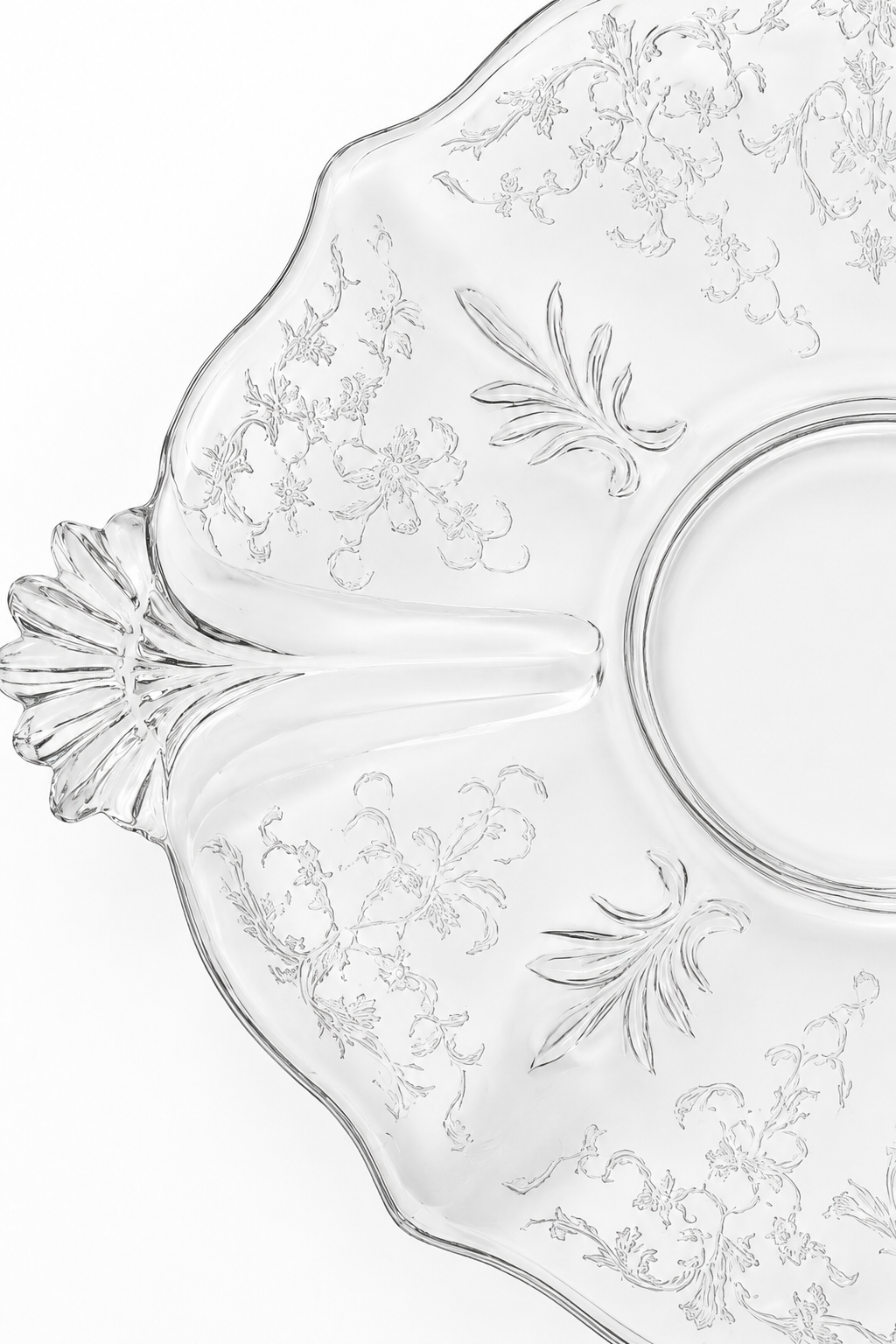 Vintage Frostoria Shirley Crystal Handled Cake Plate | Elegant Serving Tray | Floral Etched Crystal Platter