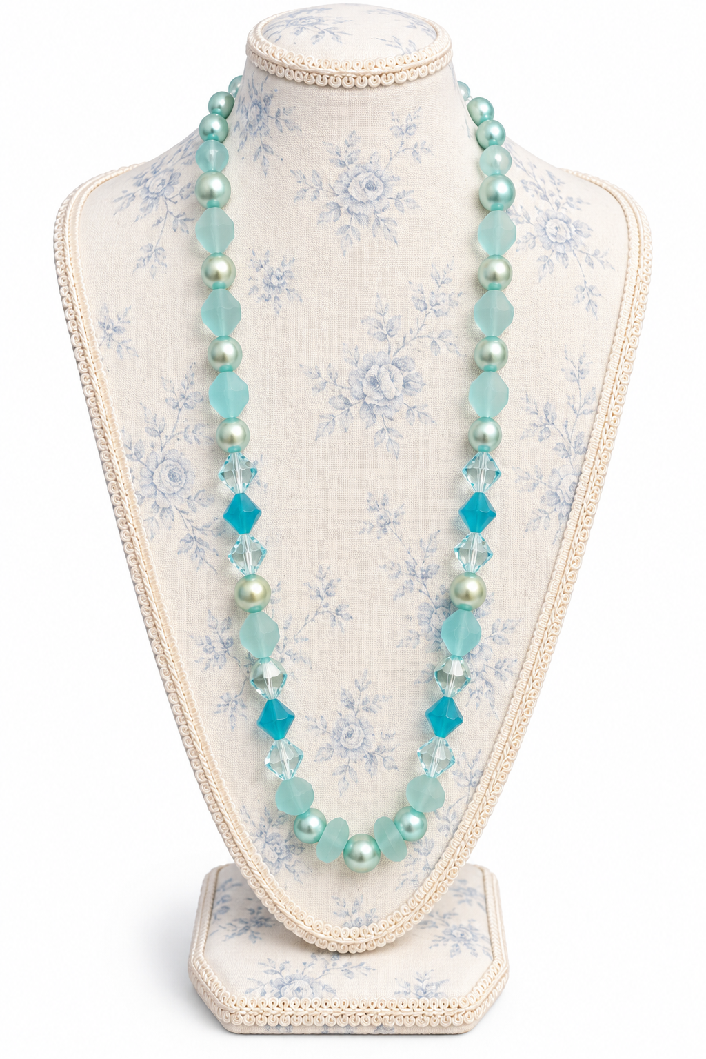 Vintage 1987 Avon Icy Pastels Aqua Blue Beaded Necklace | Retro Pastel Statement Jewelry