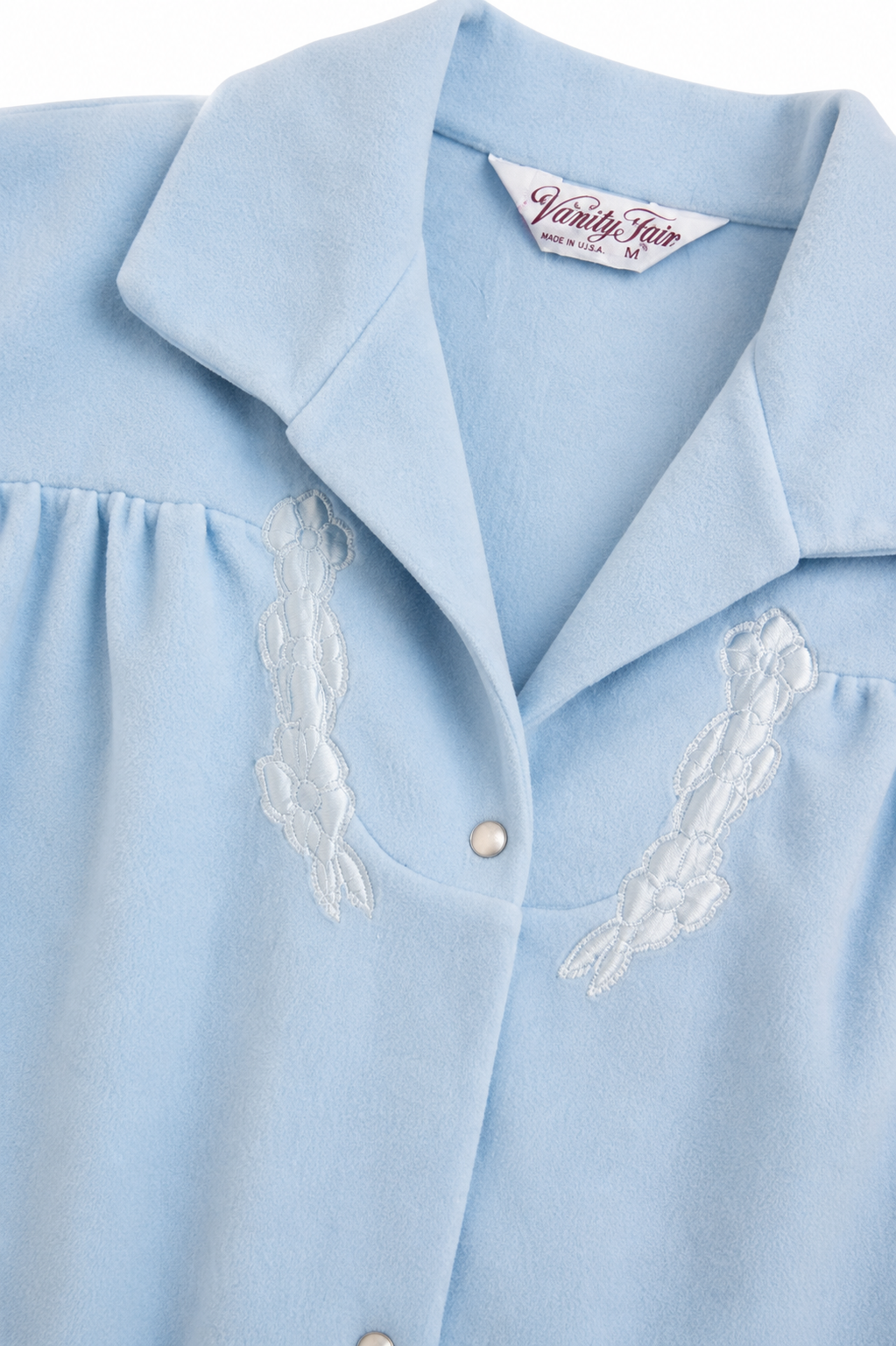 Vintage Vanity Fair Powder Blue Button-Down Nightgown | Romantic House Dress | Size Medium