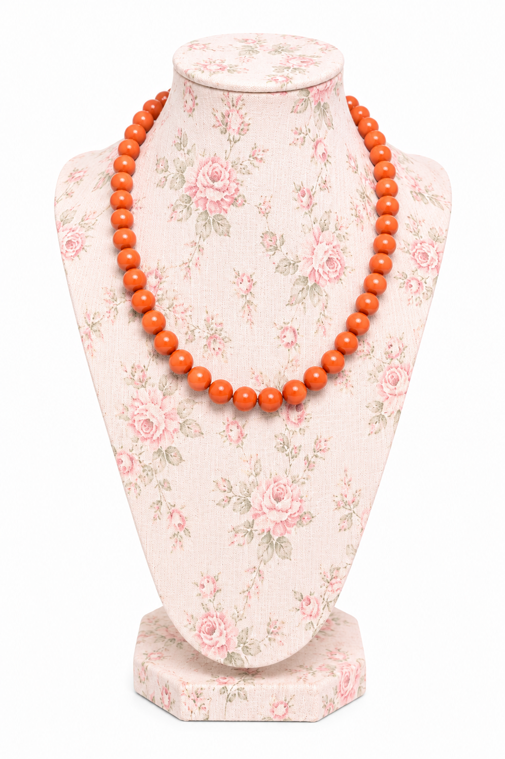 Vintage 1960s Salmon Pink Coral Beaded Choker Necklace – 15” Mod Statement Jewelry