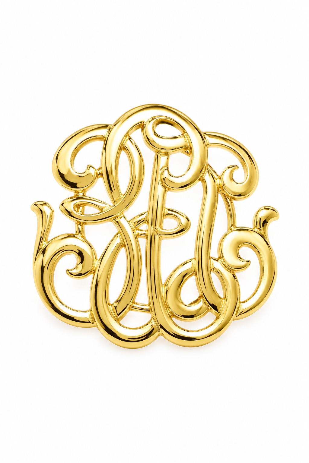 Vintage 1970s–80s Gold-Tone Filigree Monogram Scarf Clip