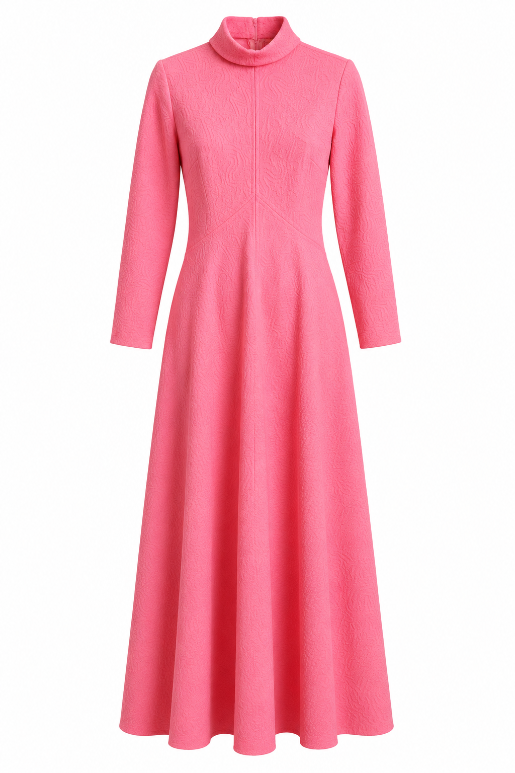 Vintage Bubblegum Pink Maxi Gown | 1960s/1970s Long Sleeve Dress | Size Small-Medium