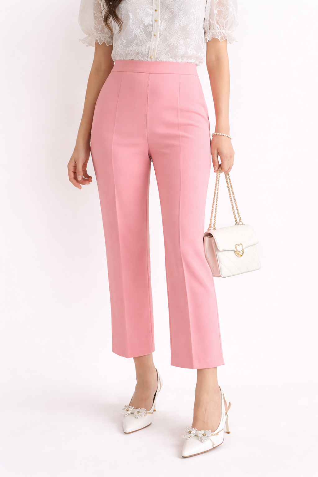 Blush Tailored Vintage Sears Trousers | High-Waisted Pink Pants (Size 8)