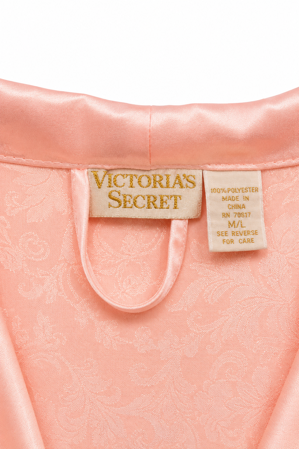 Vintage Victoria’s Secret Pink Satin Hooded Robe | Long Floral Jacquard Lounge Robe | Romantic Y2K Sleepwear | Size M/L