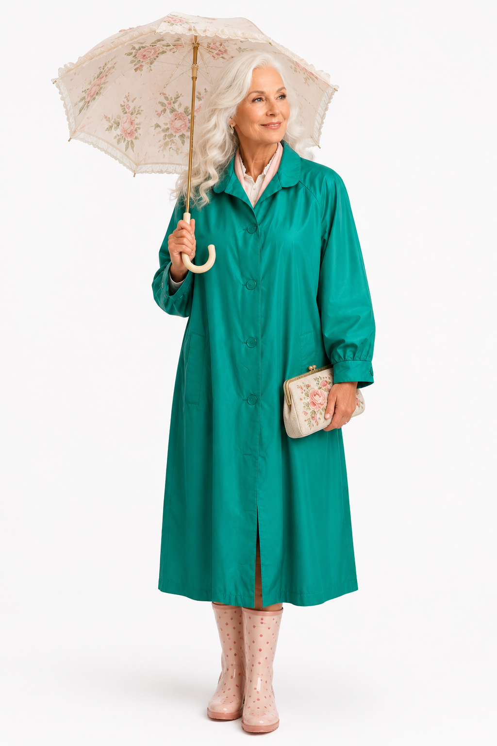 Vintage Emerald Green Lightweight Trench Coat by Alison Smith Petites | Size 10P