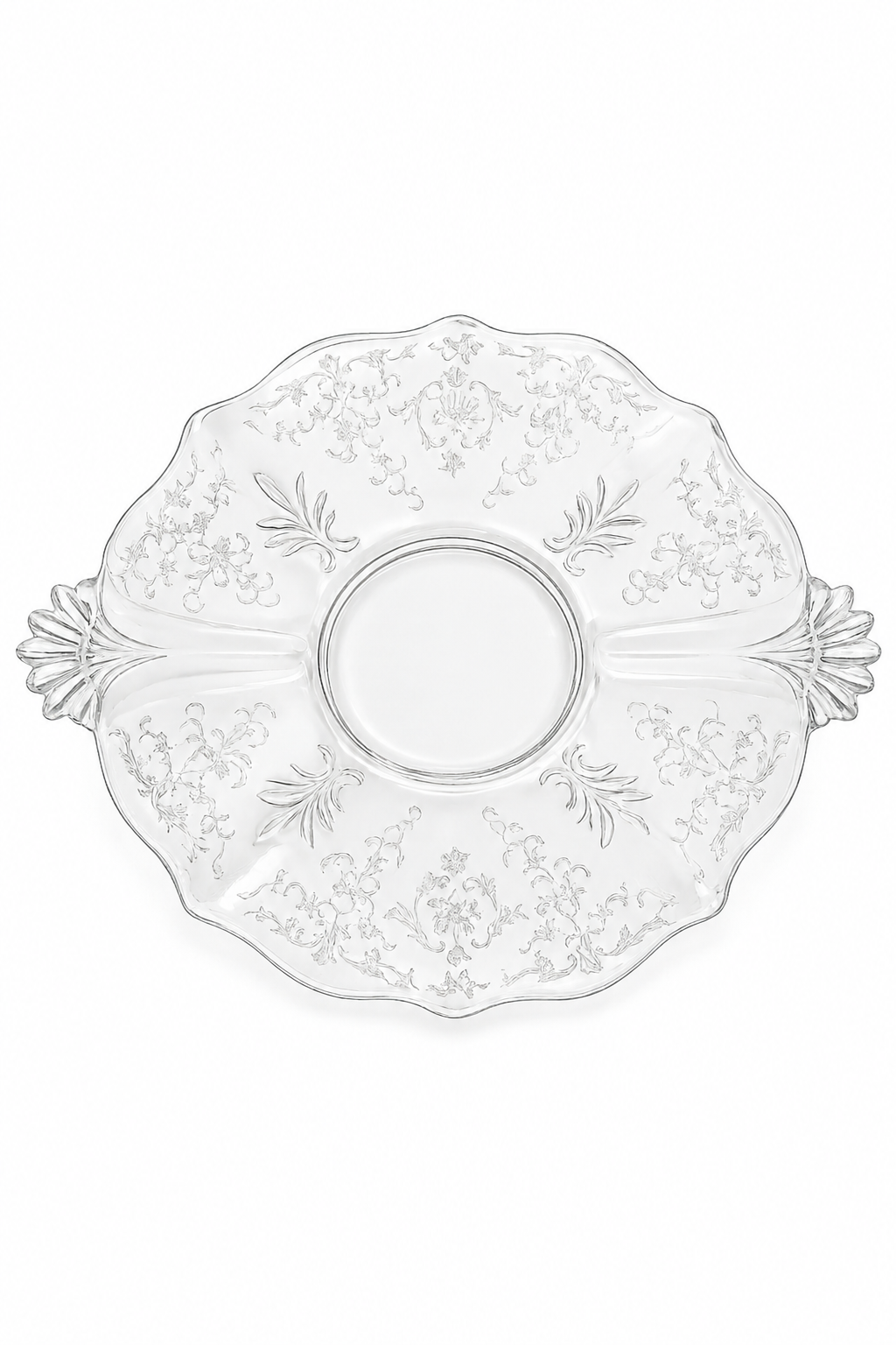 Vintage Frostoria Shirley Crystal Handled Cake Plate | Elegant Serving Tray | Floral Etched Crystal Platter