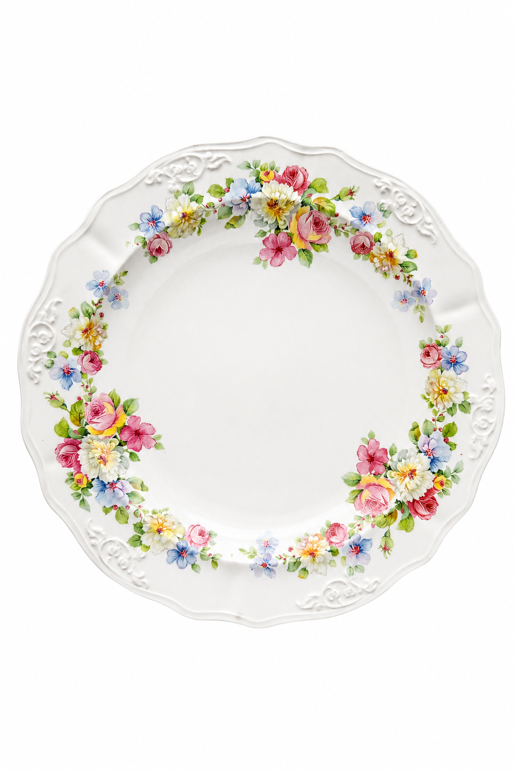 Vintage Chatham Floral Dinner Plate | Made in USA | Shabby Chic Cottage Garden Plate | Sold Individually