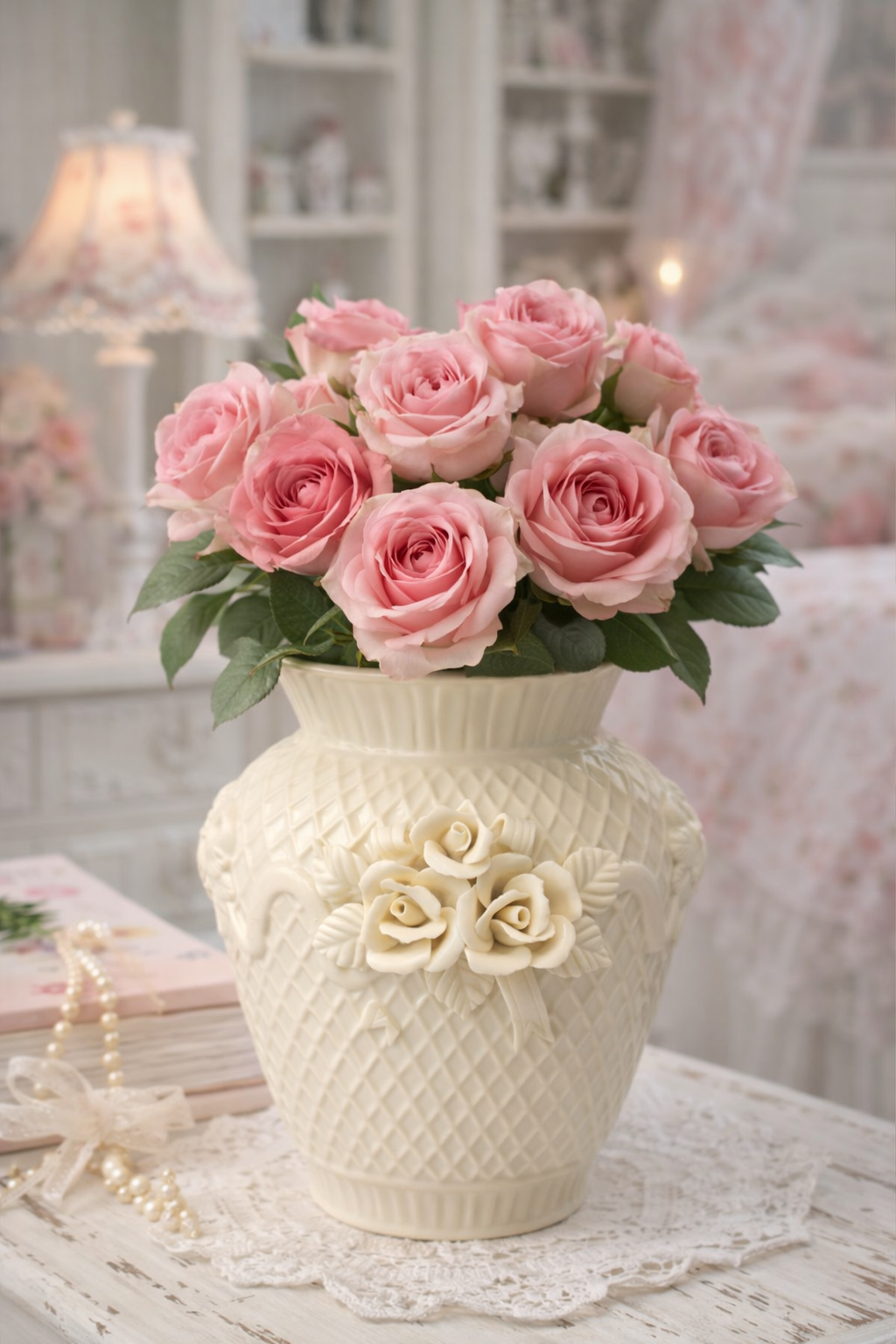 Maison des Roses | Vintage Cream Rose Vase