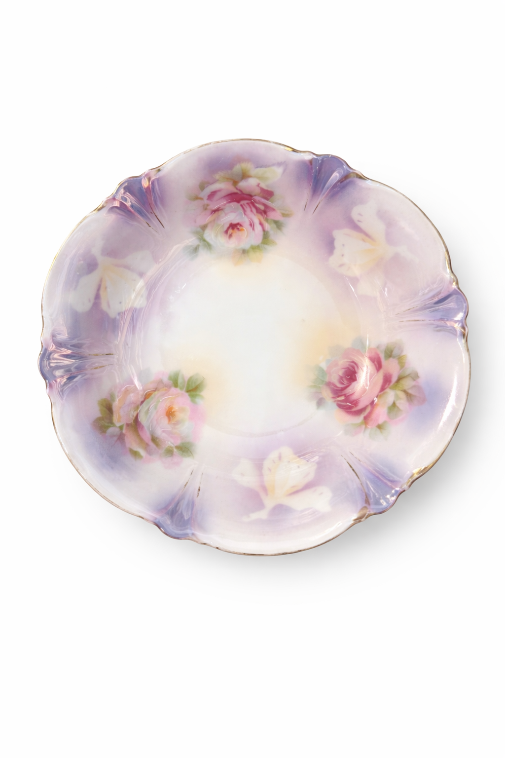 Antique 1900s Floral Porcelain Plate | 5.5” Jewelry Dish, Romantic Vanity Decor