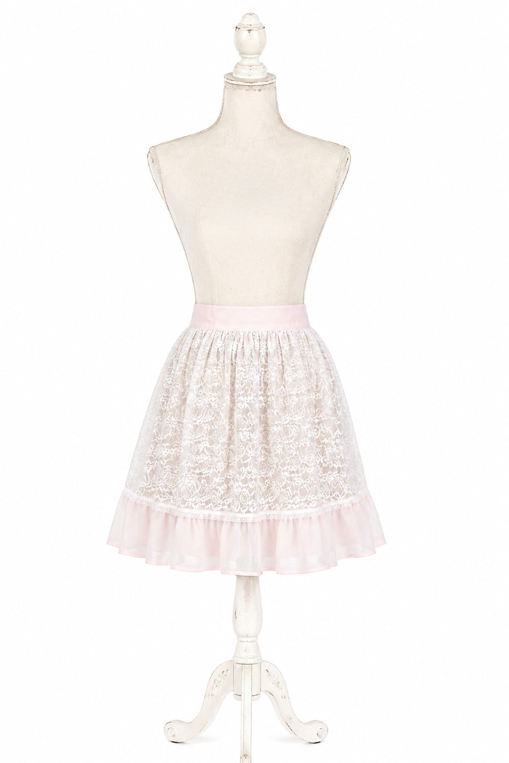 Vintage Light Pink Lace Ruffle Apron – One Size