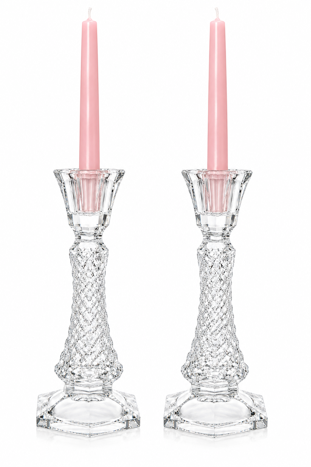 1980s Crystal Candlestick Holder Set of 2 | Elegant Cut Crystal Candle Holders | Vintage Glass Decor