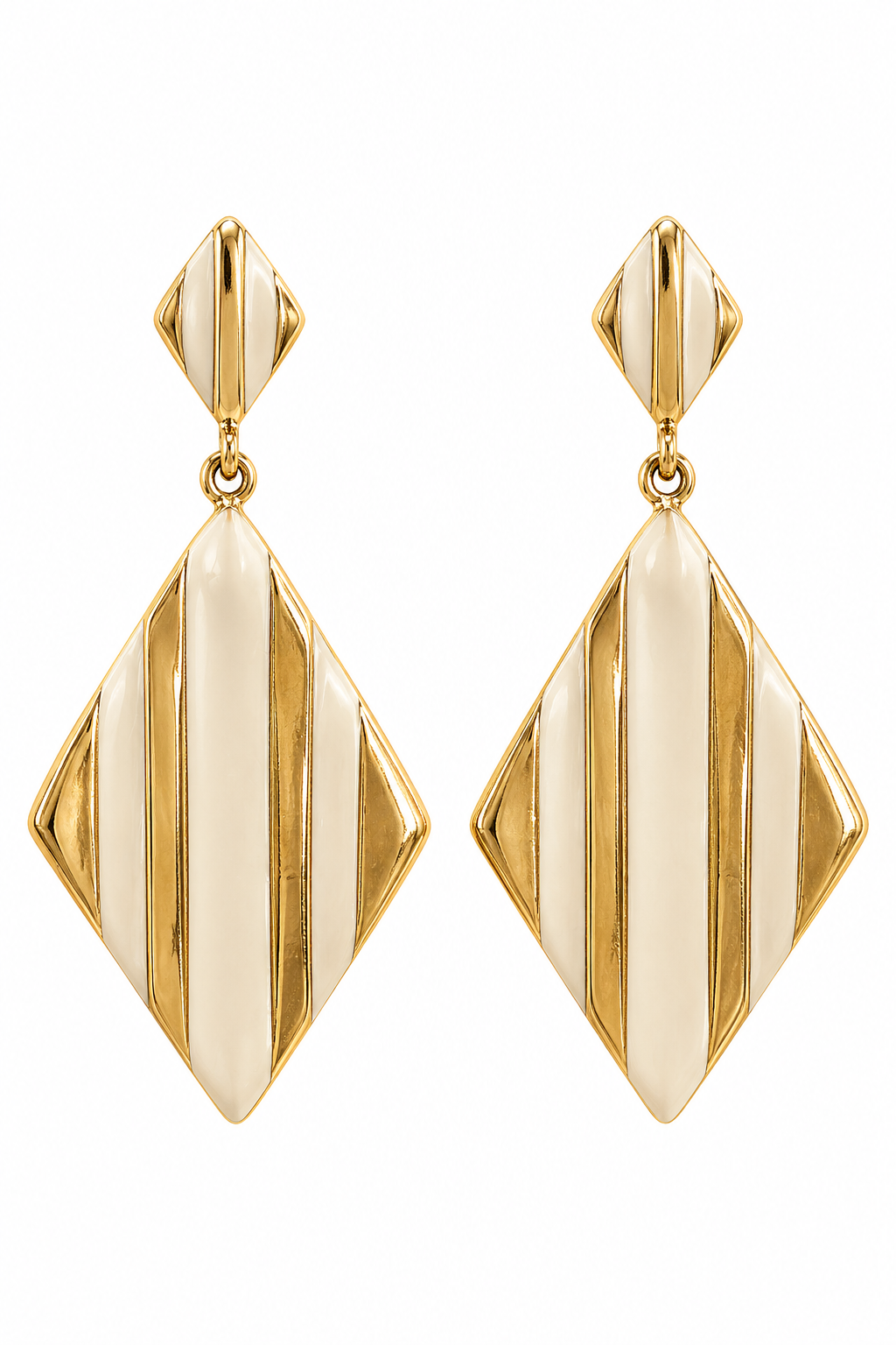 Vintage 1980s Monet Geometric Gold Tone Clip-On Earrings
