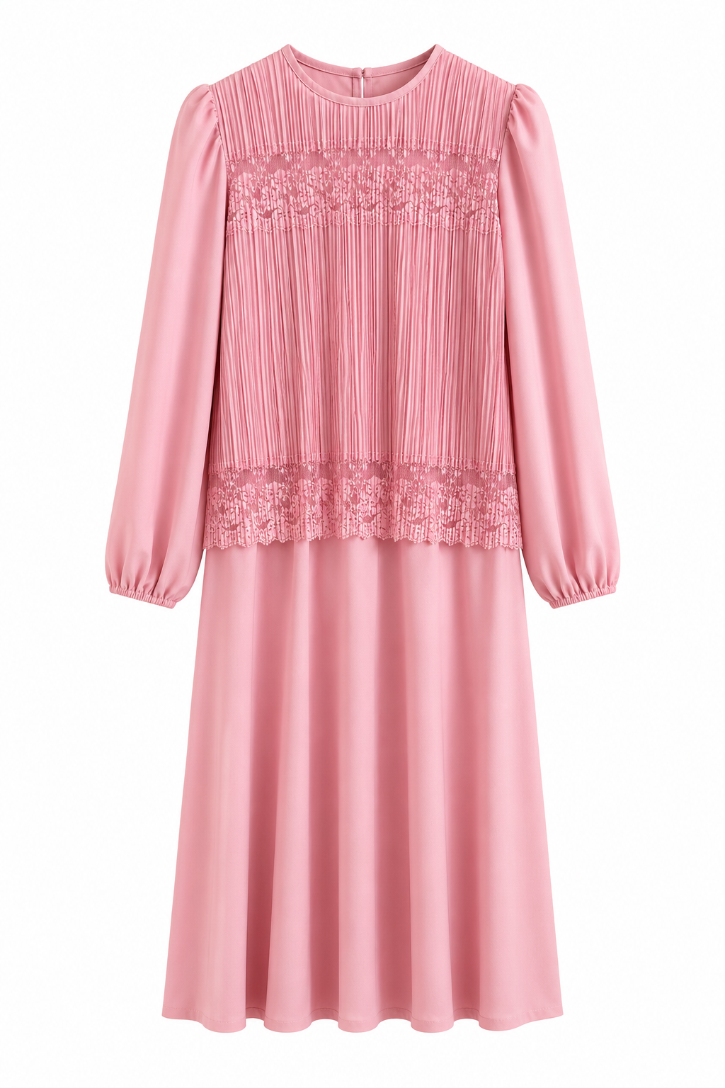 Vintage Pink Pleated Midi Dress | Made in USA | Elegant Church Dress