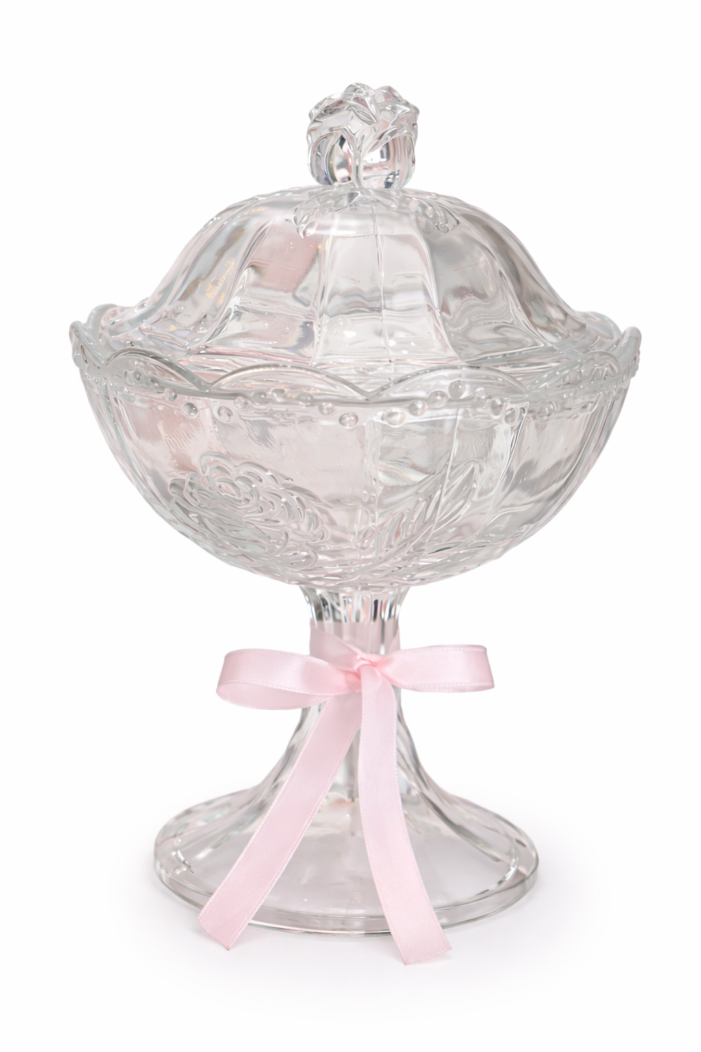 Vintage Bohemia Crystal Lidded Candy Dish | Made in Czechoslovakia, Pedestal Glass Bowl with Lid, 8” Elegant Dessert Dish
